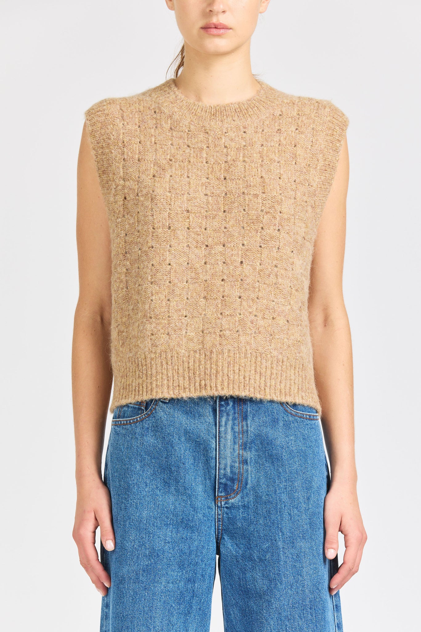 Basket Weave Vest, Toffee
