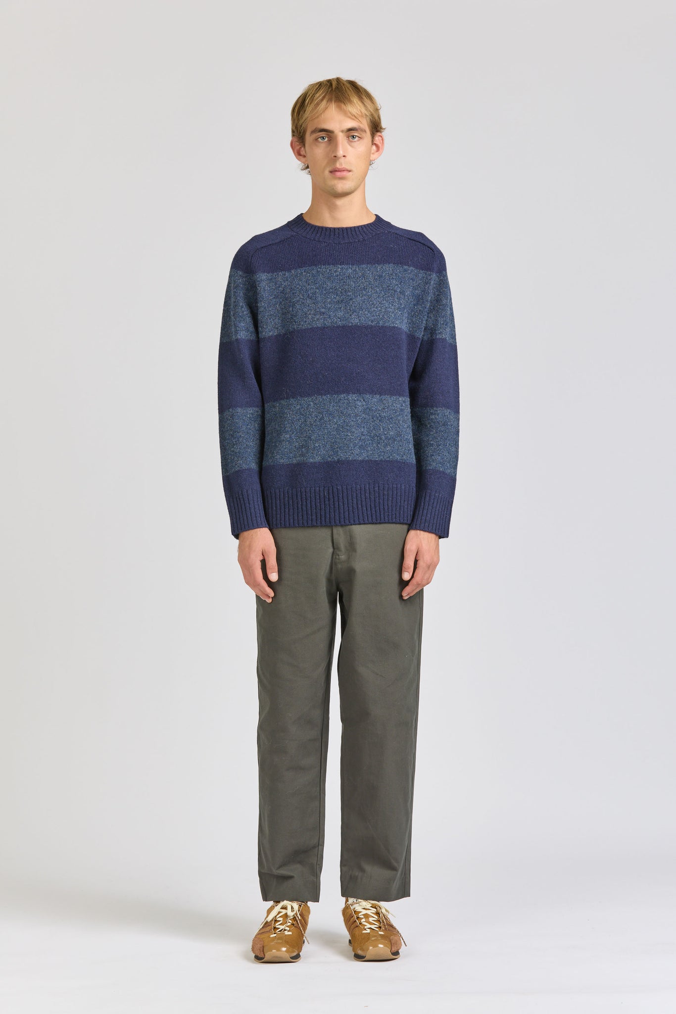 Fisherman Stripe Crew, Blue / Blue