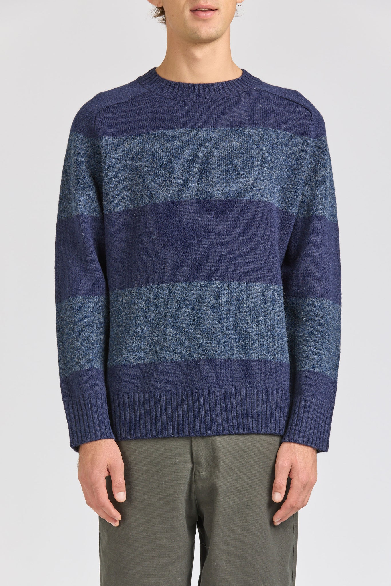 Fisherman Stripe Crew, Blue / Blue