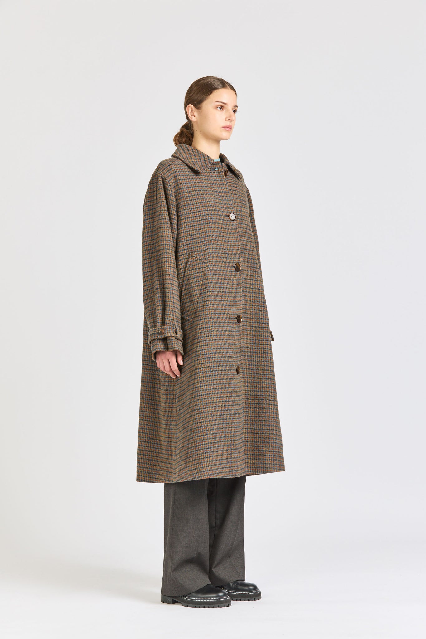 Womens Check Wool Coat