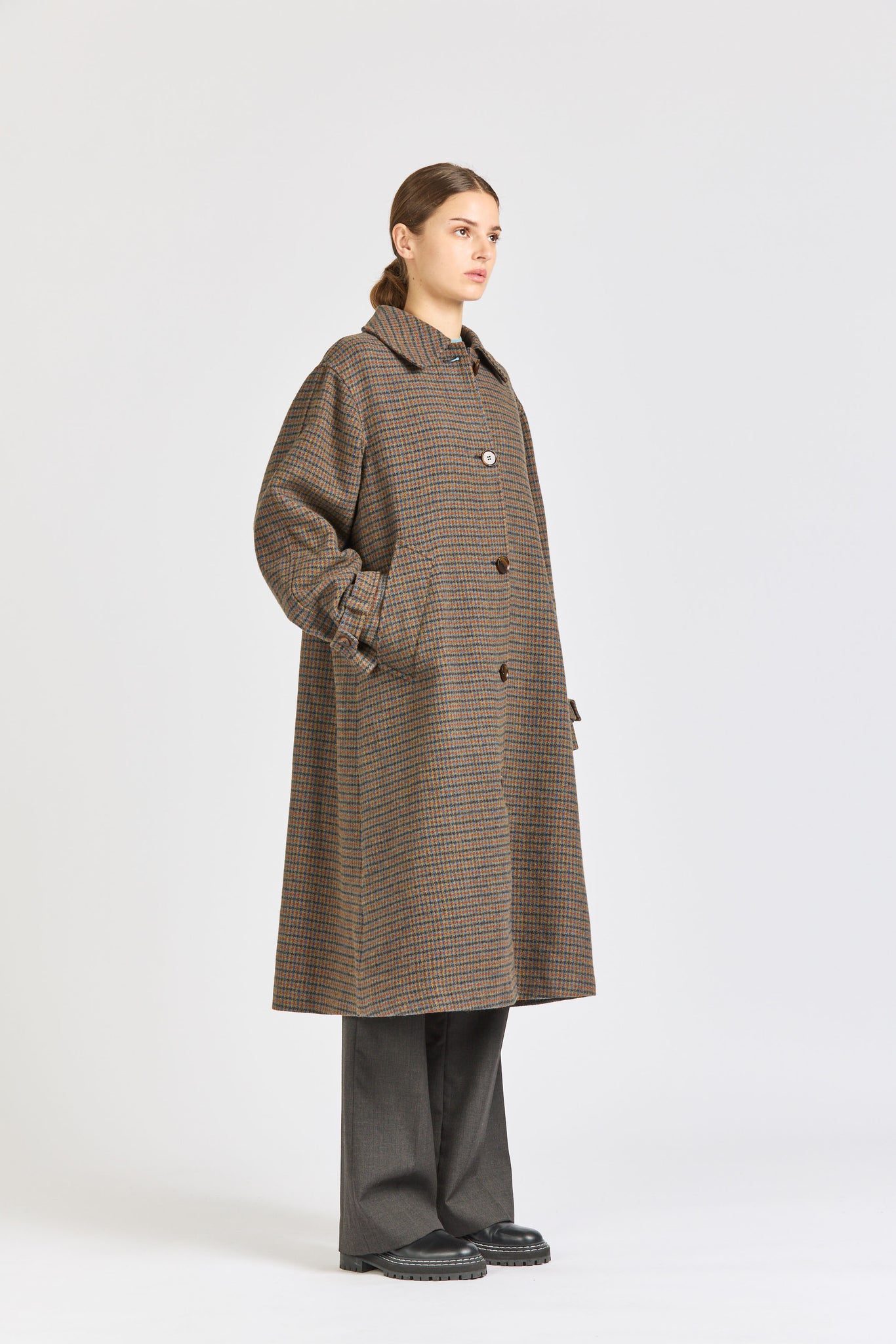 Womens Check Wool Coat