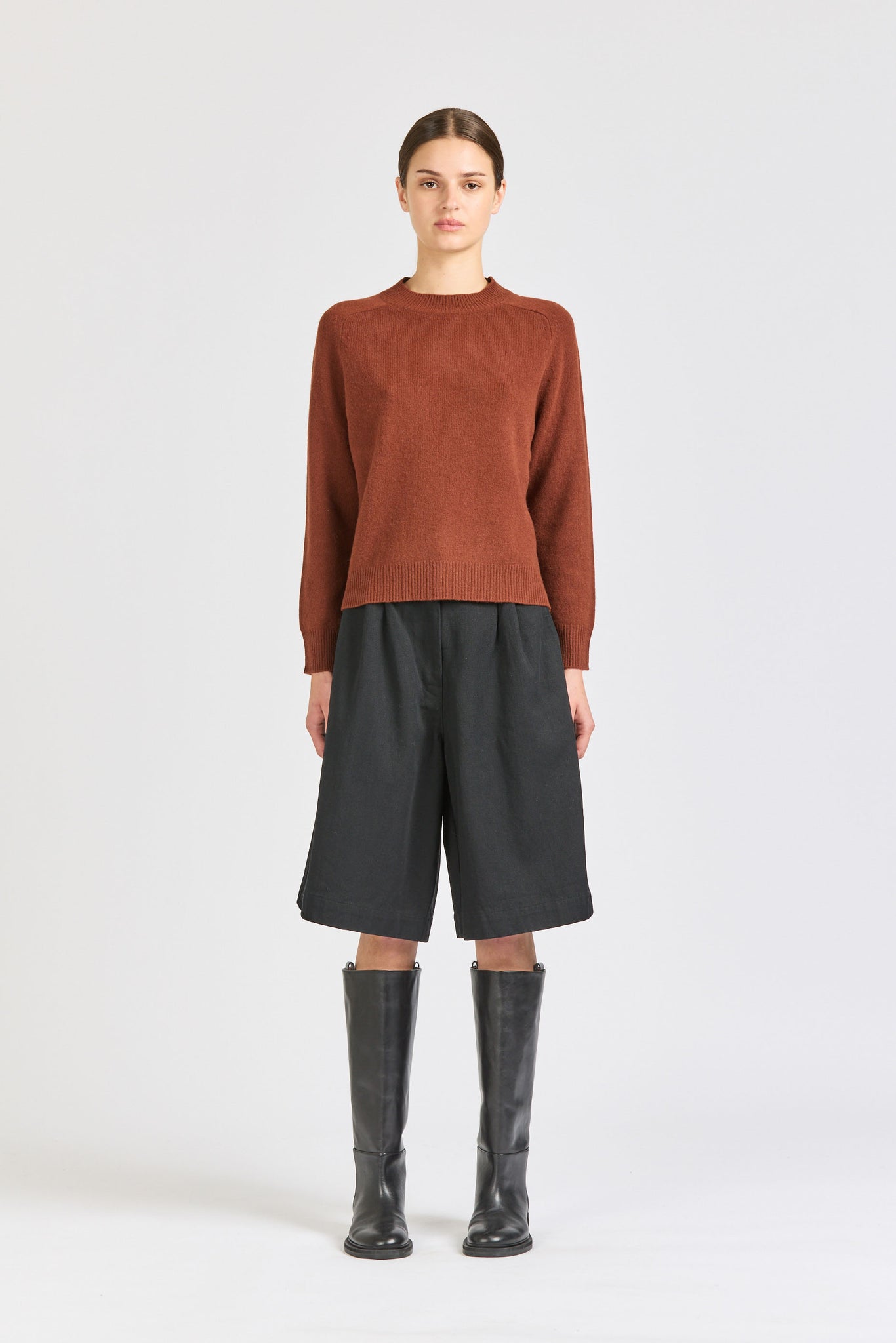 Cropped Merino Saddle Neck, Sienna