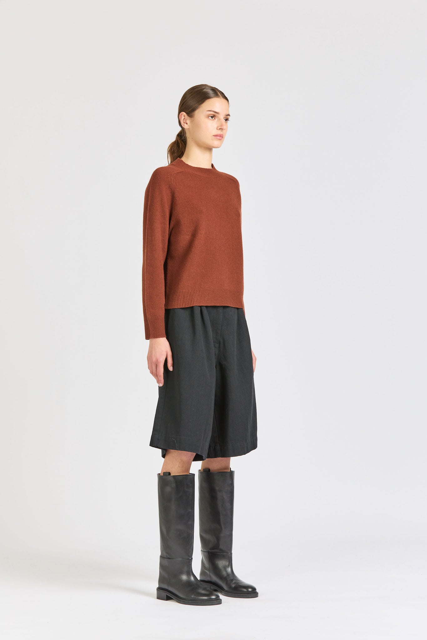 Cropped Merino Saddle Neck, Sienna