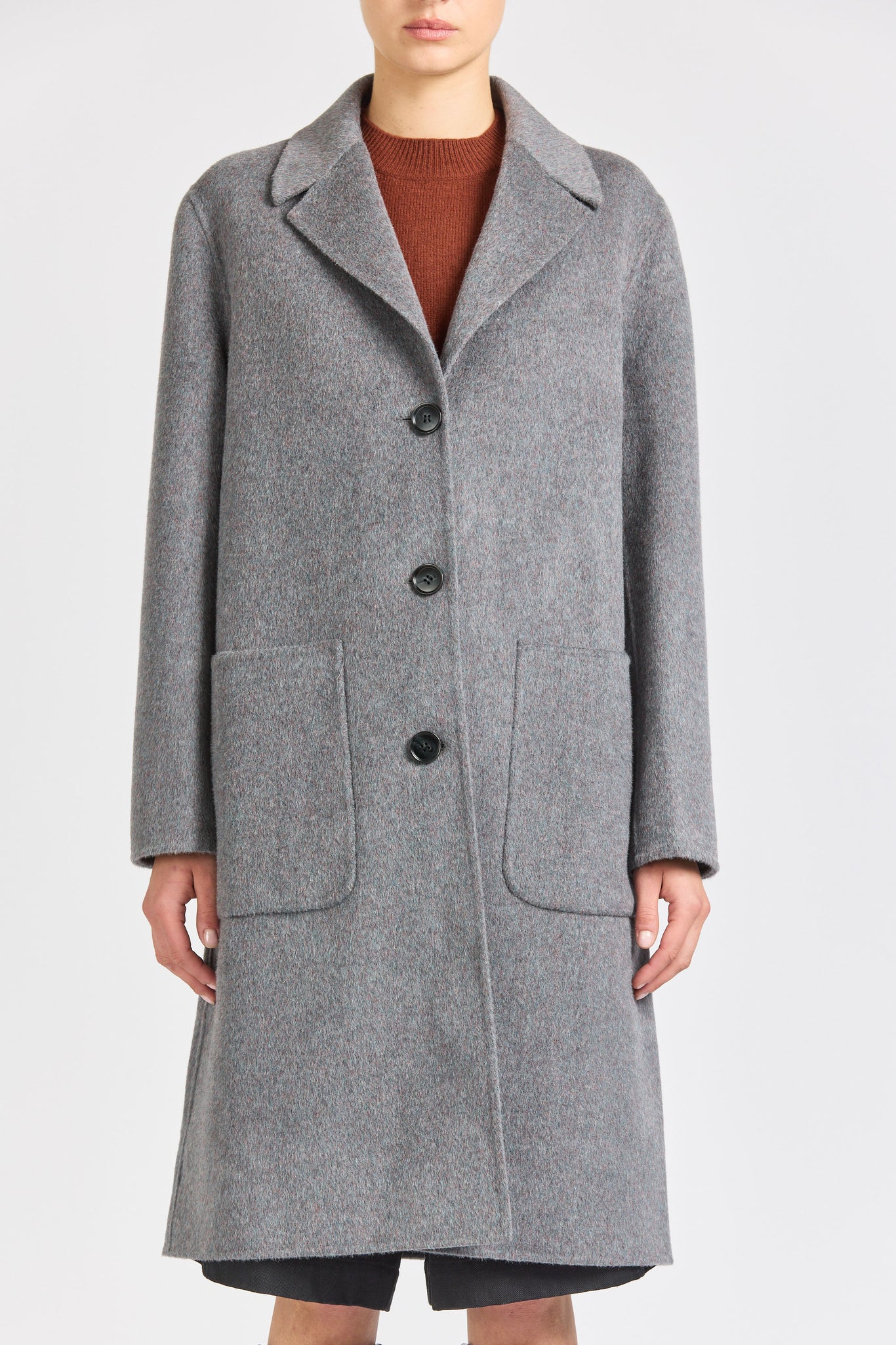Women's Wool Overcoat, Rainbow Grey
