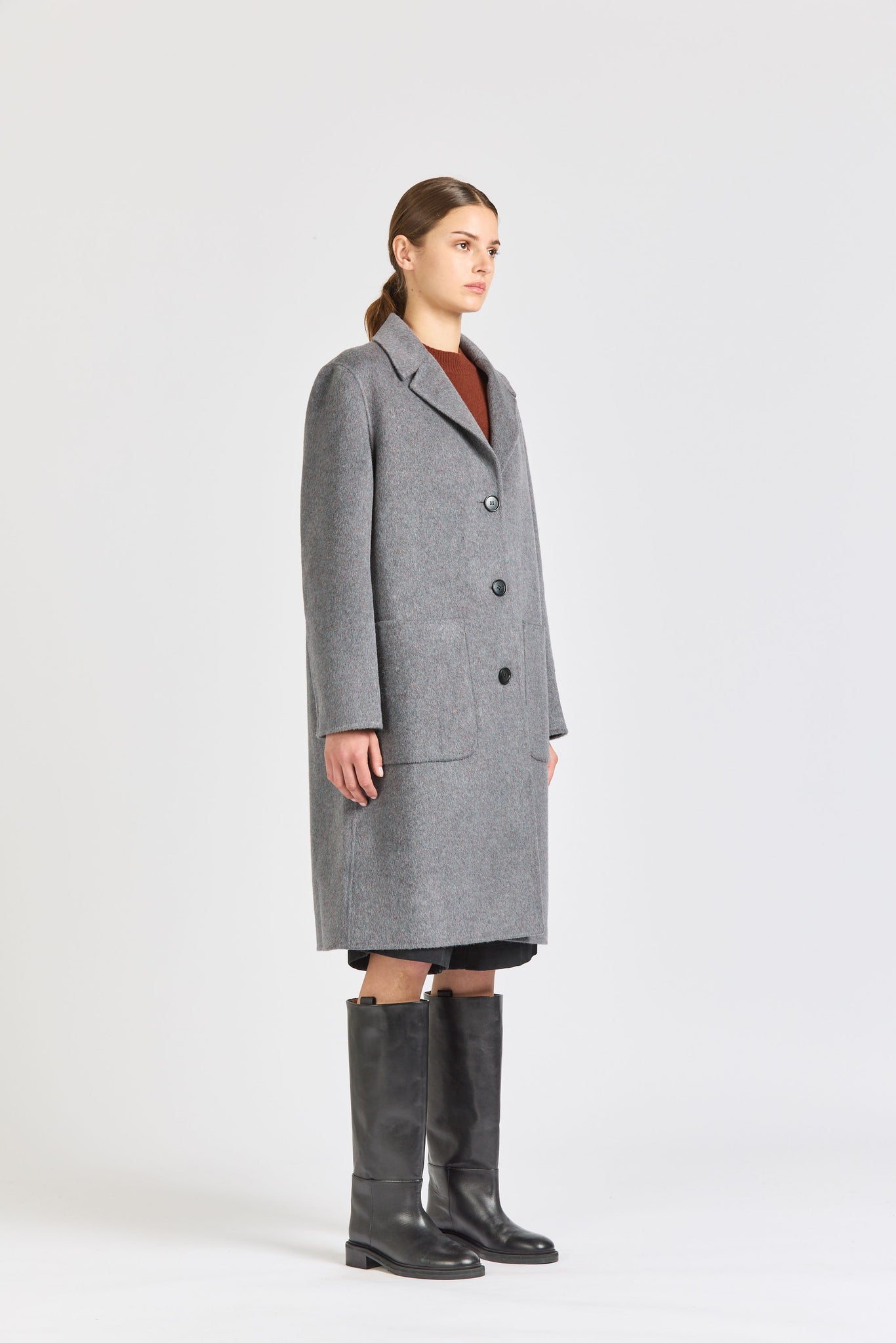 Women's Wool Overcoat, Rainbow Grey