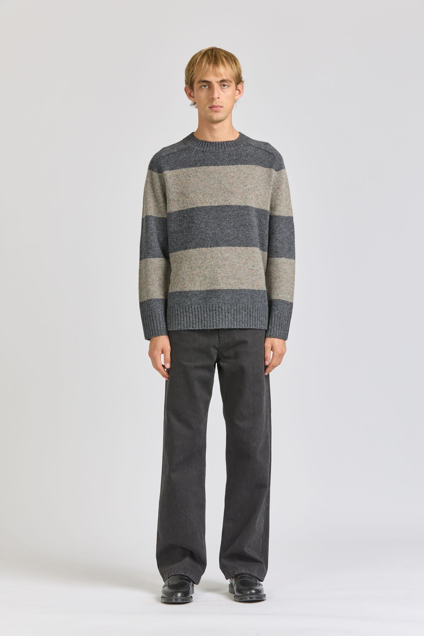 Fisherman Stripe Crew, Grey / Grey