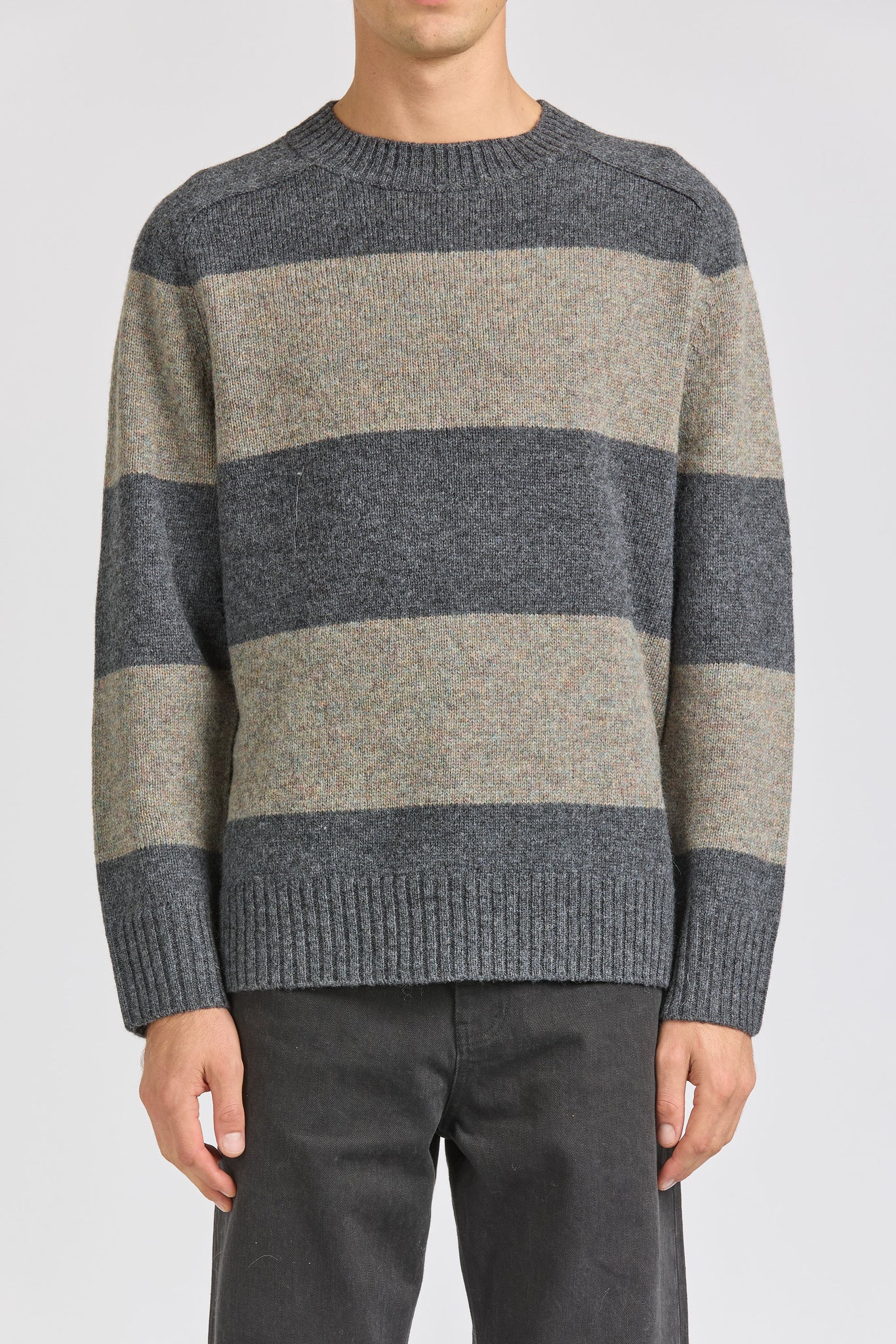 Fisherman Stripe Crew, Grey / Grey