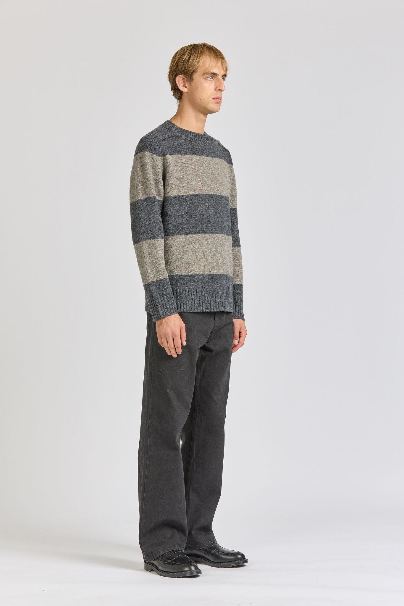Fisherman Stripe Crew, Grey / Grey