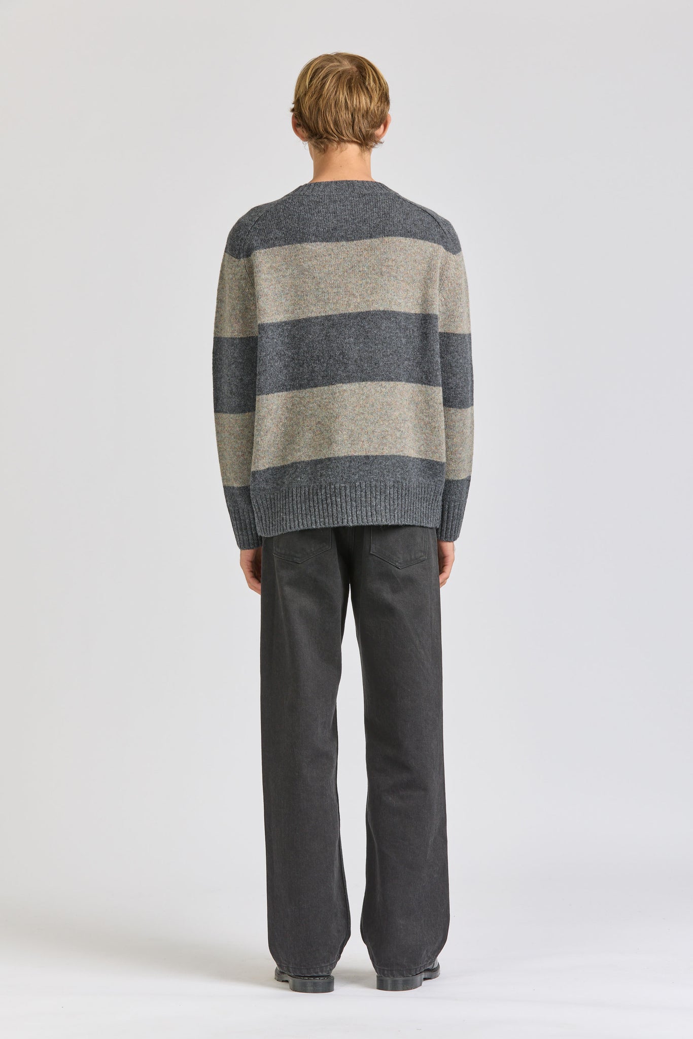 Fisherman Stripe Crew, Grey / Grey