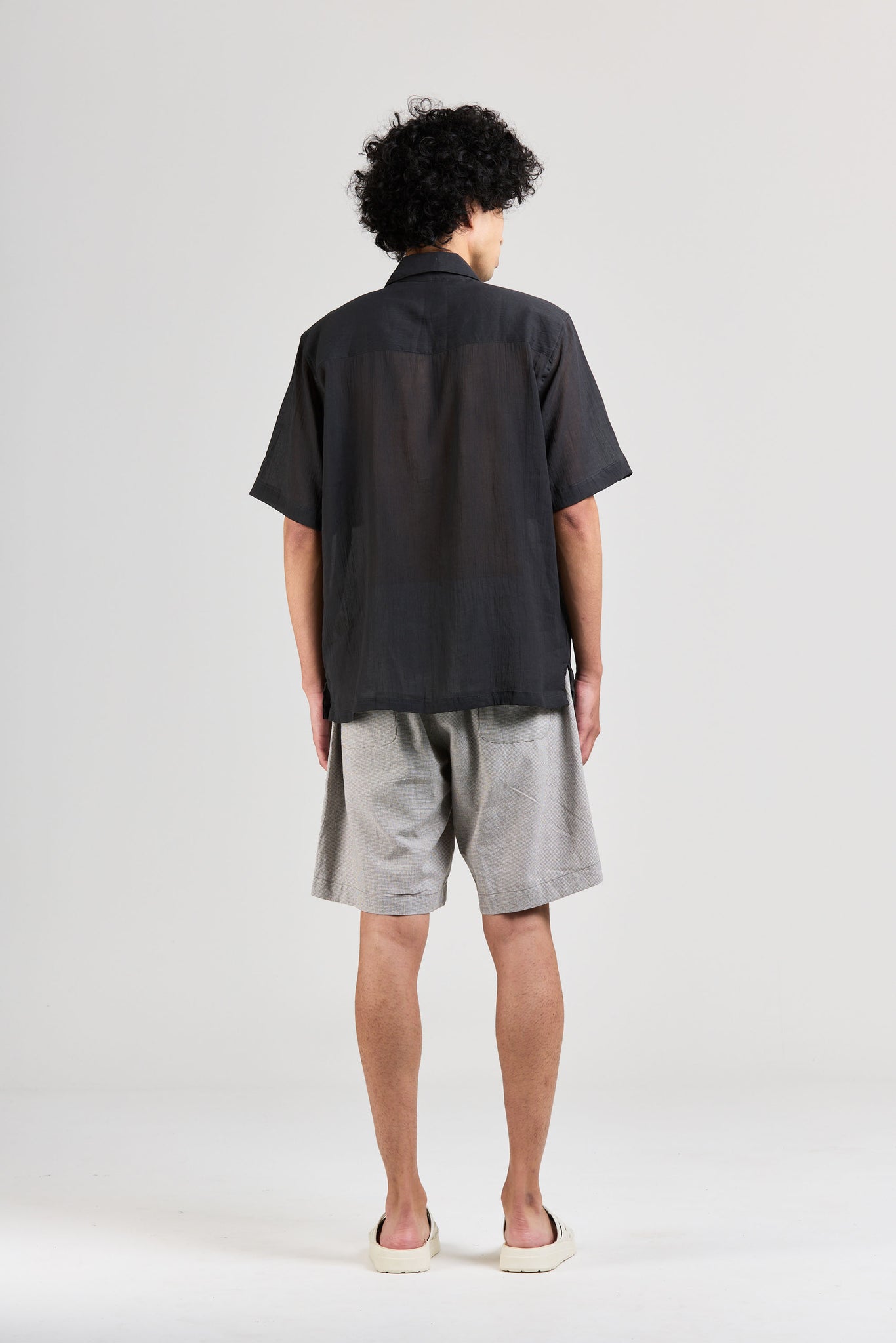 Sheer Box Short Sleeve, Cotton Ramie, Charcoal