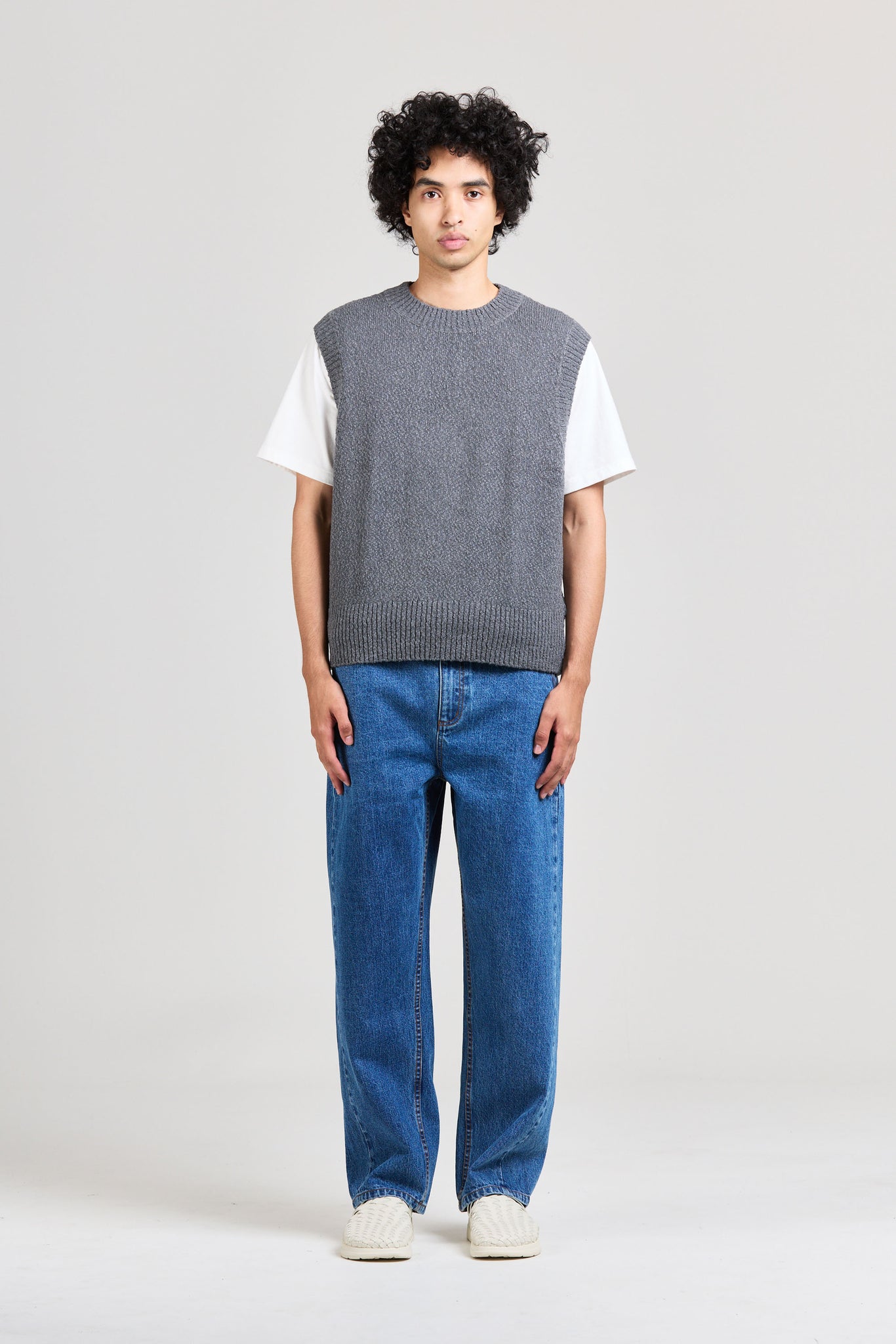 Boucle Crew Vest, Slate