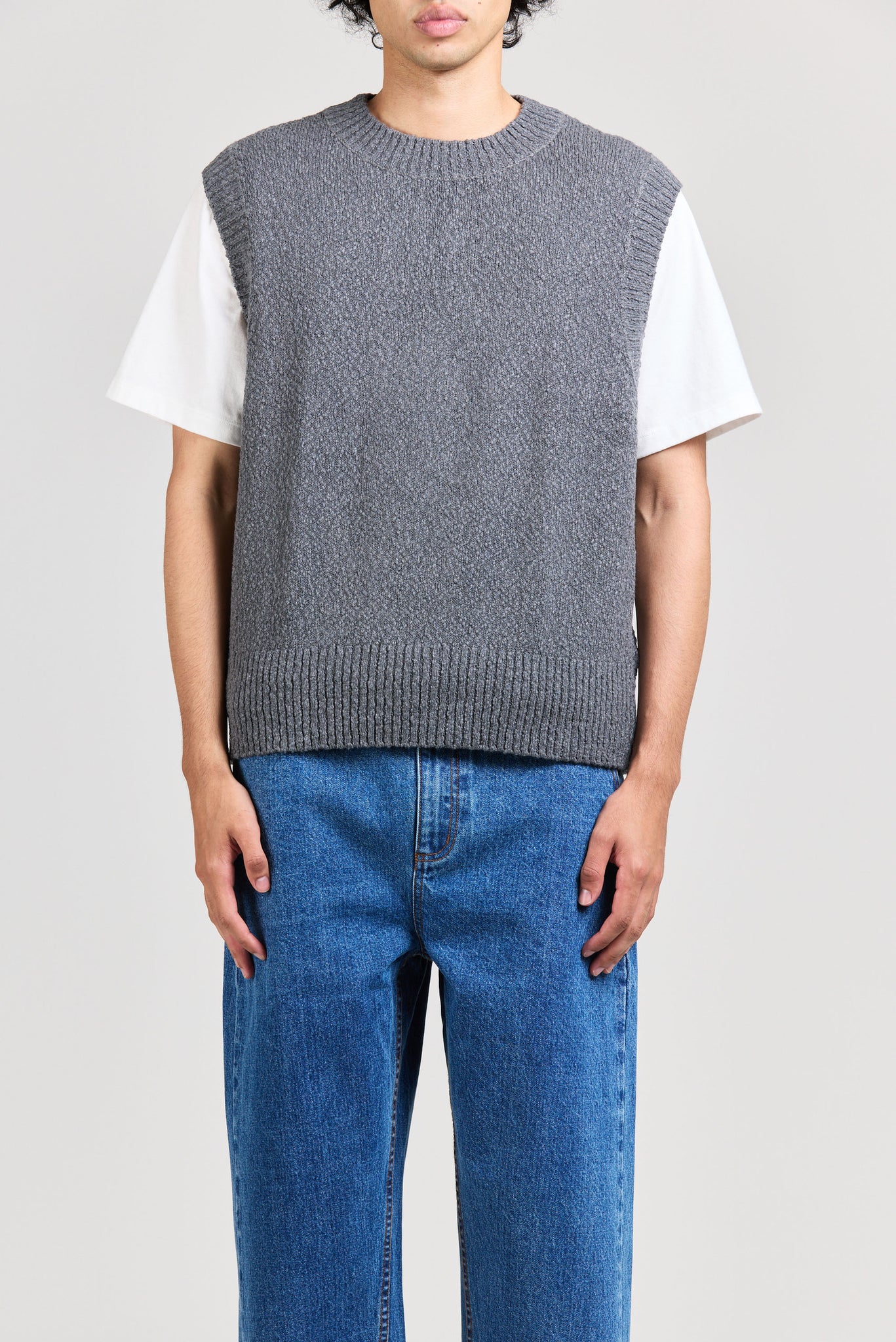 Boucle Crew Vest, Slate