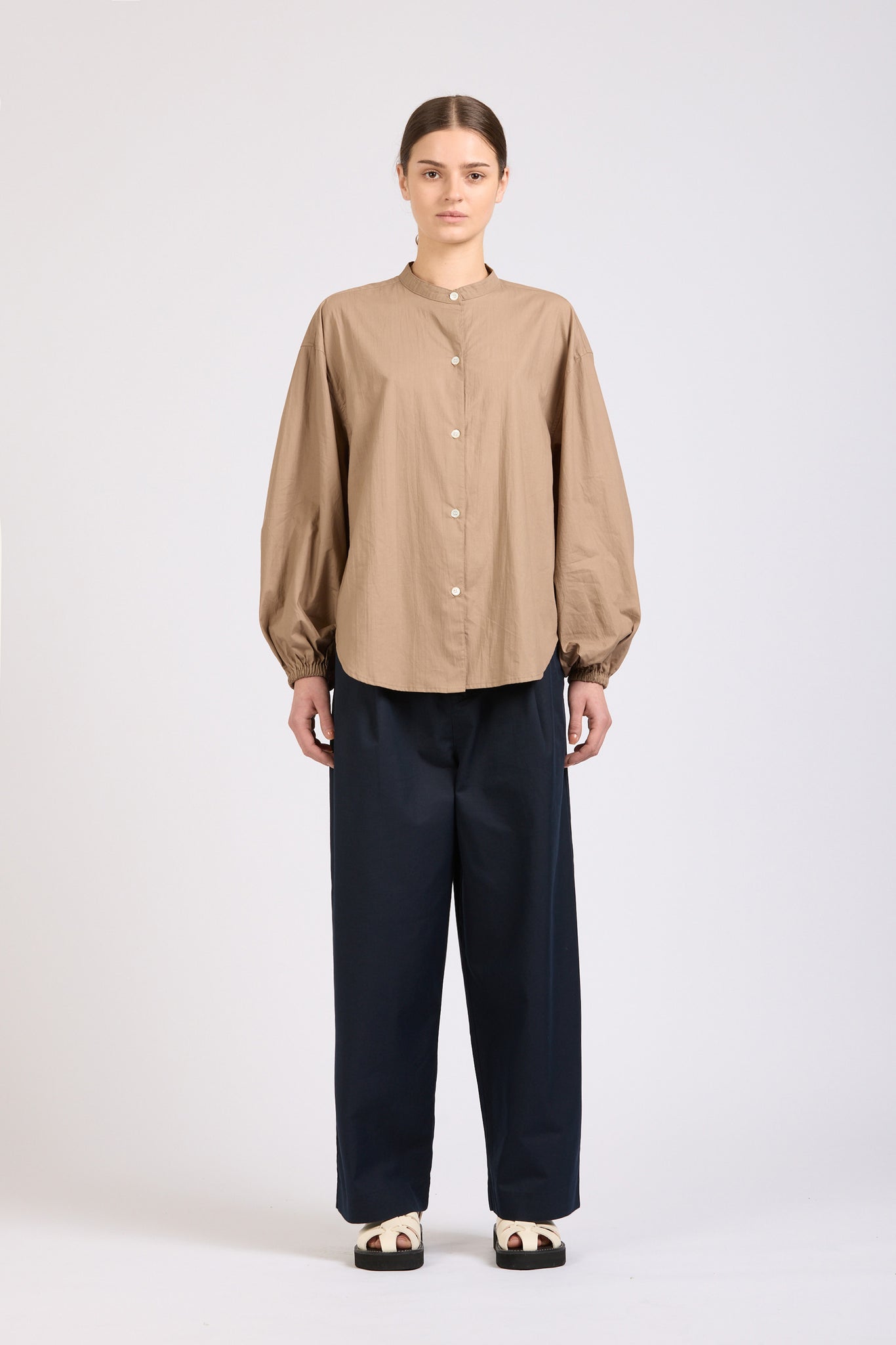 Puff Maxi Shirt, Poplin, Mushroom
