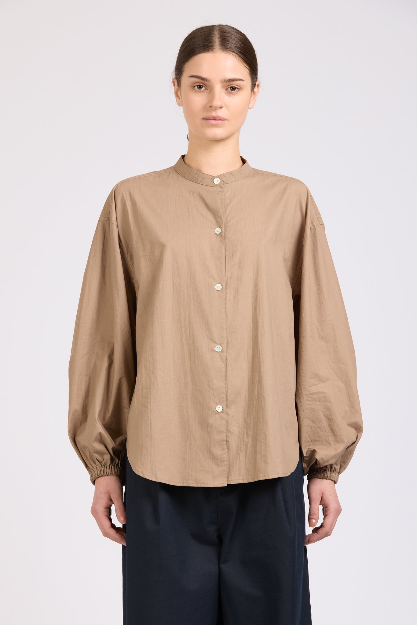 Puff Maxi Shirt, Poplin, Mushroom