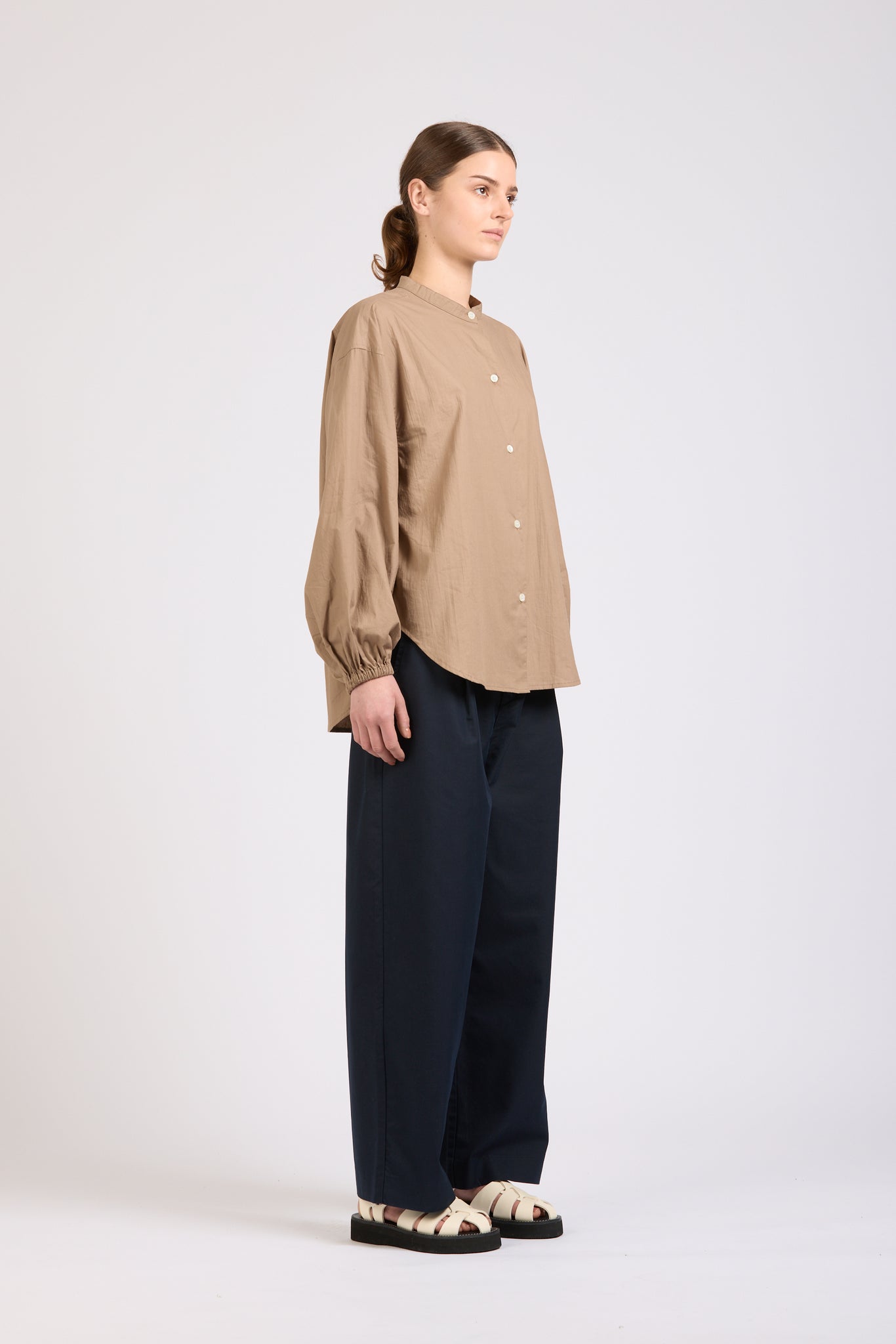 Puff Maxi Shirt, Poplin, Mushroom