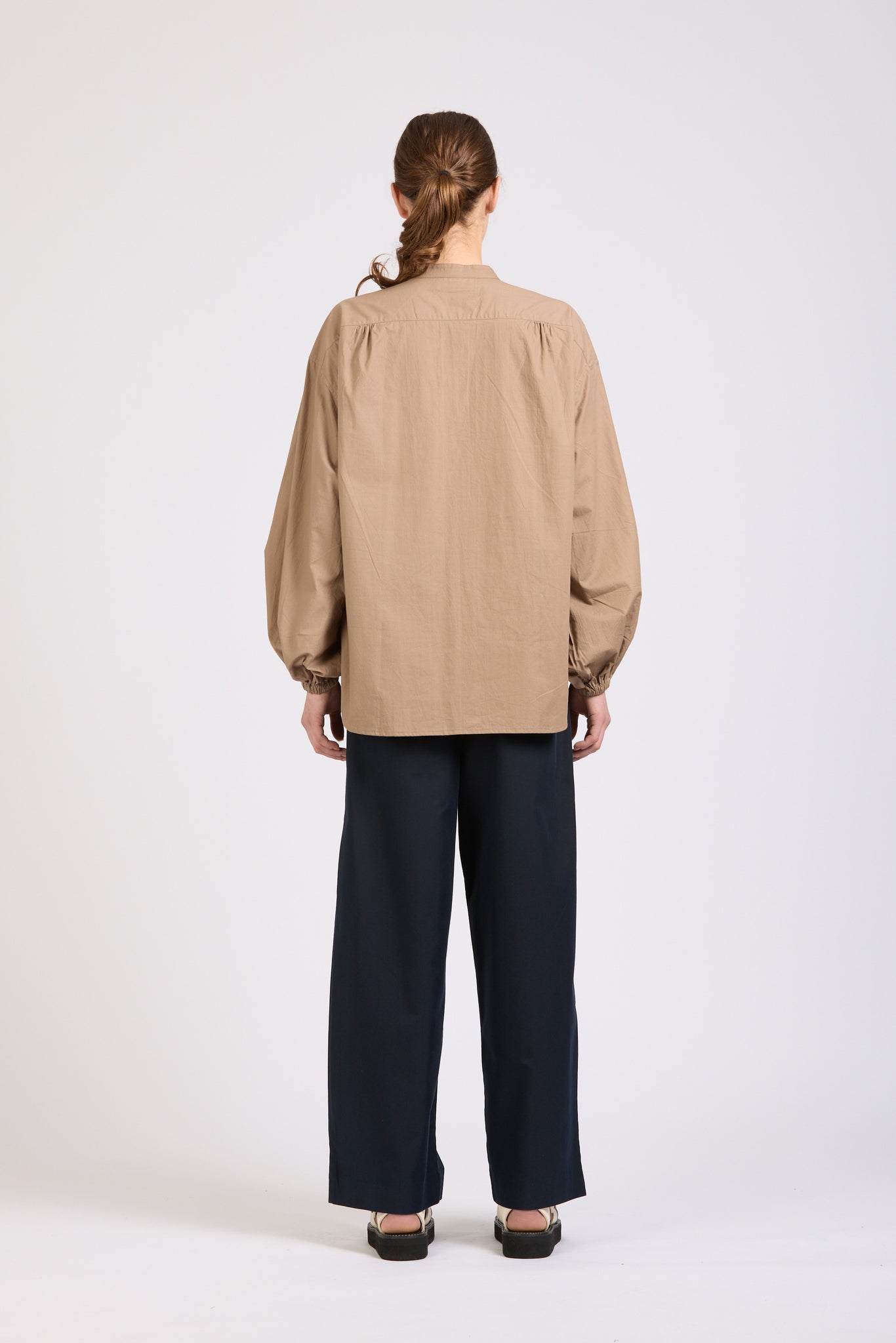 Puff Maxi Shirt, Poplin, Mushroom