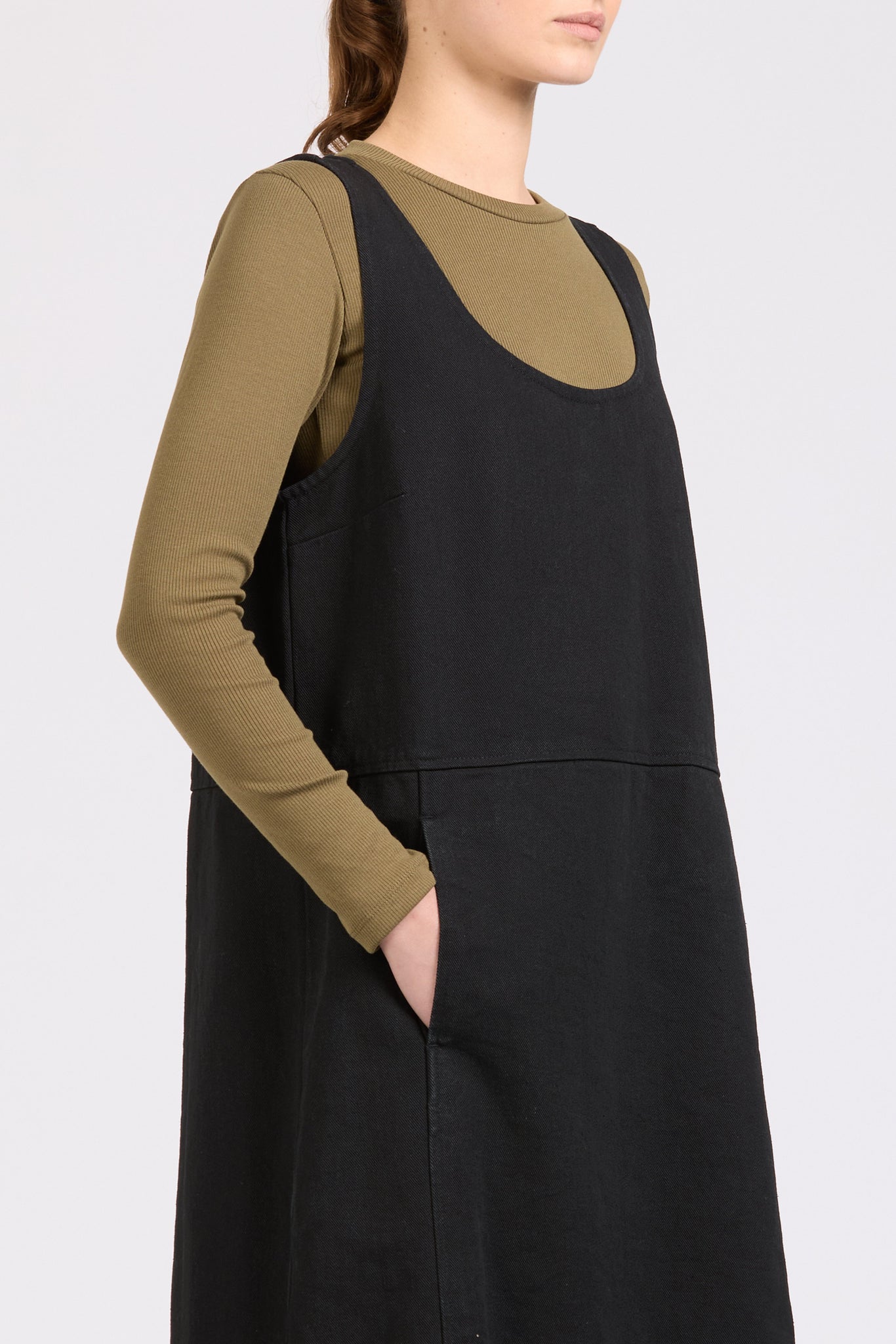 Shell Dress, Denim, Black
