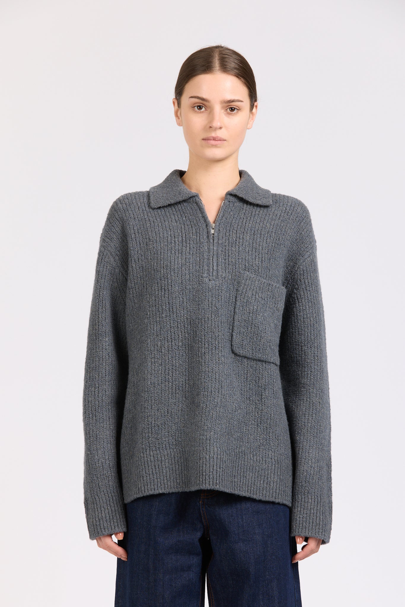 Everest Zip Knit, Grey