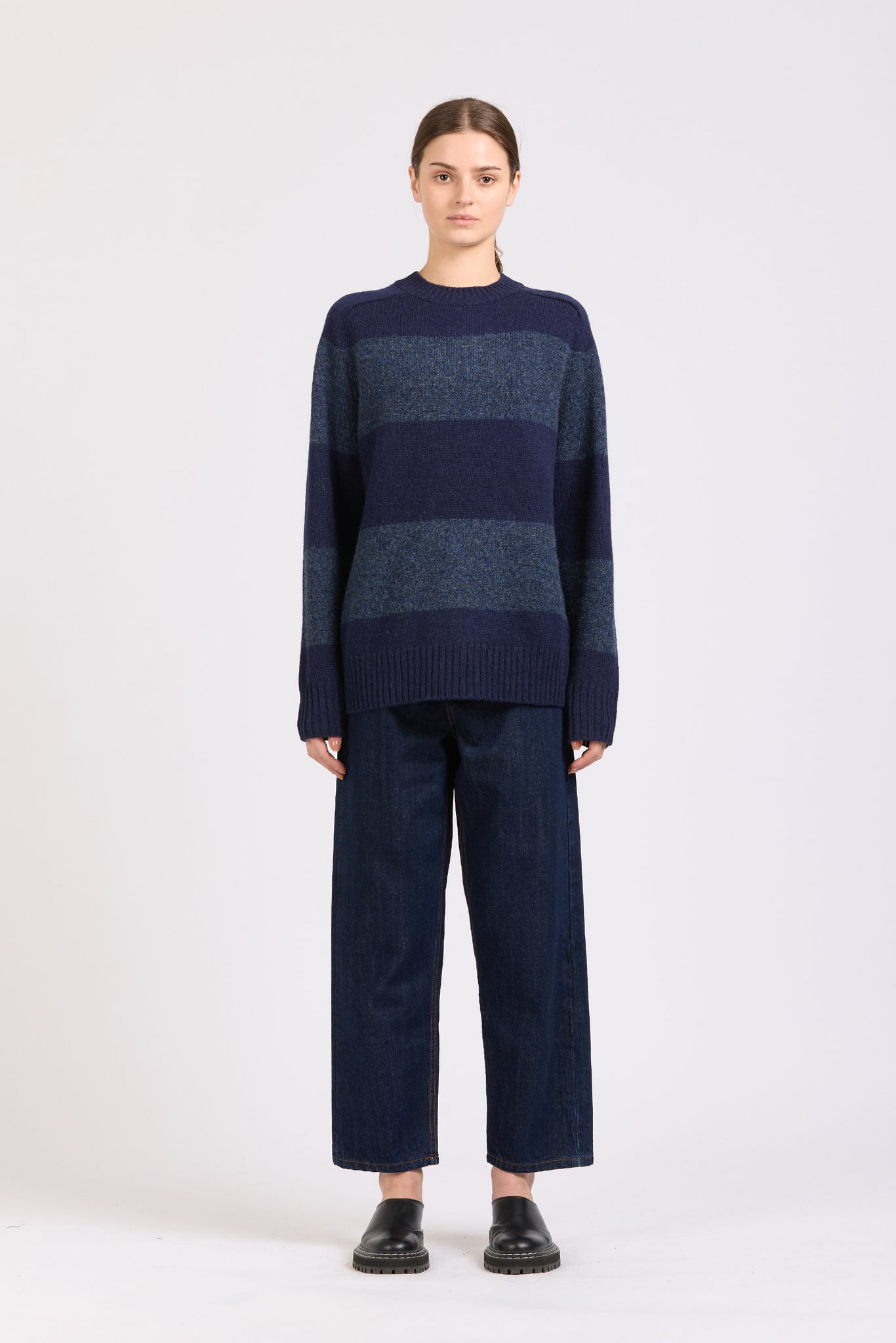 Fisherman Stripe Crew, Blue / Blue