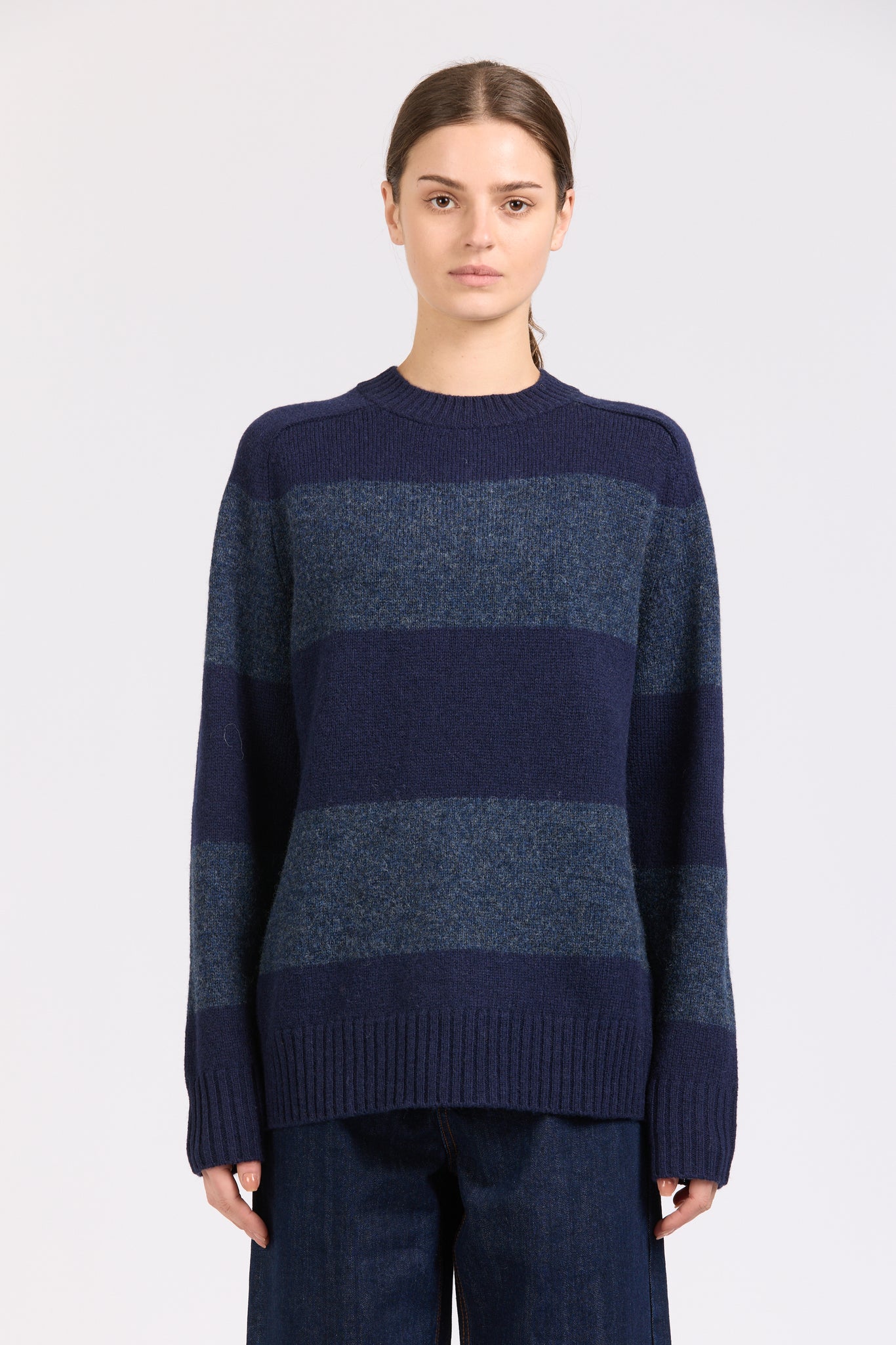 Fisherman Stripe Crew, Blue / Blue