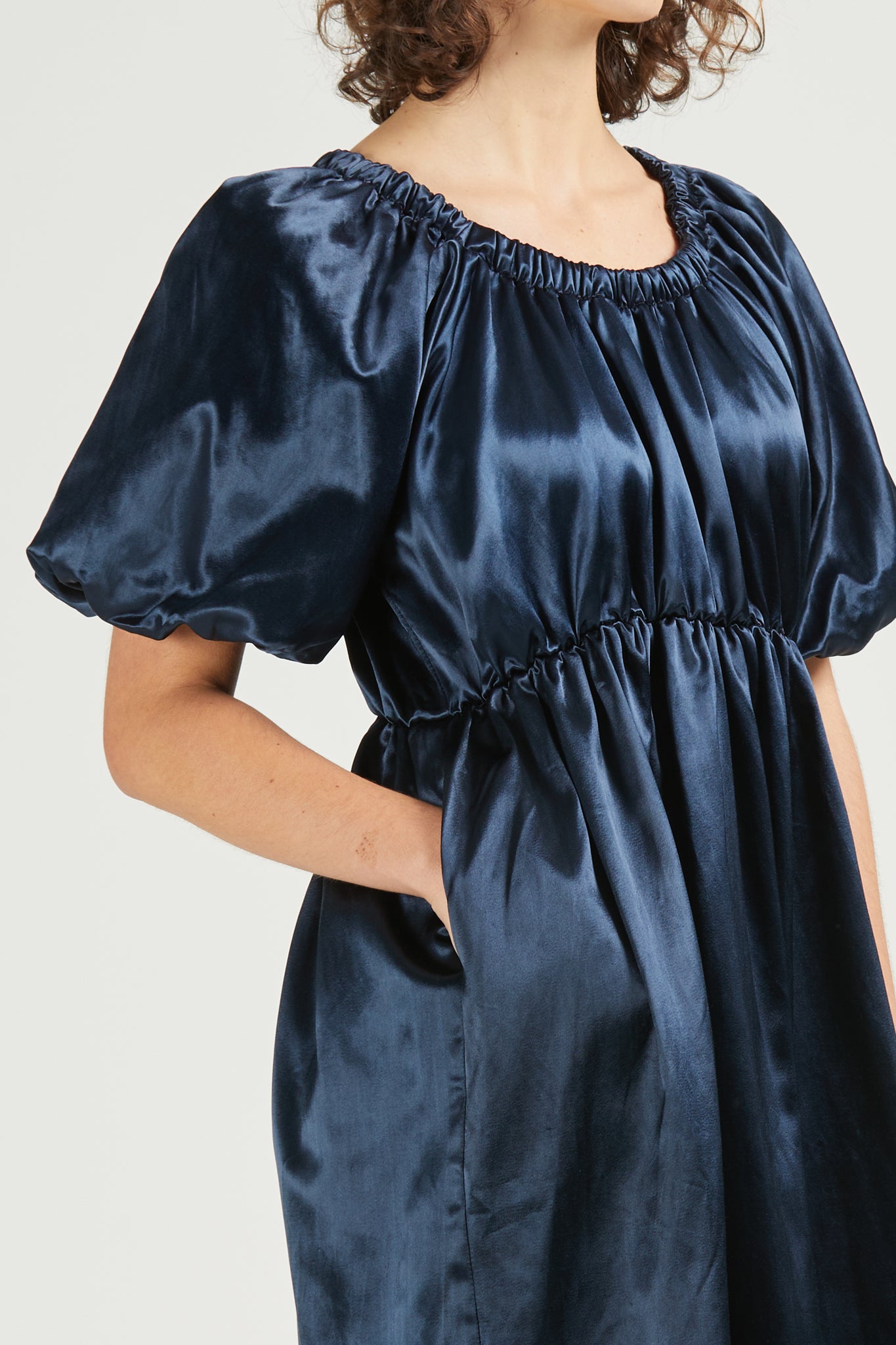 Metallic Party Dress, Navy