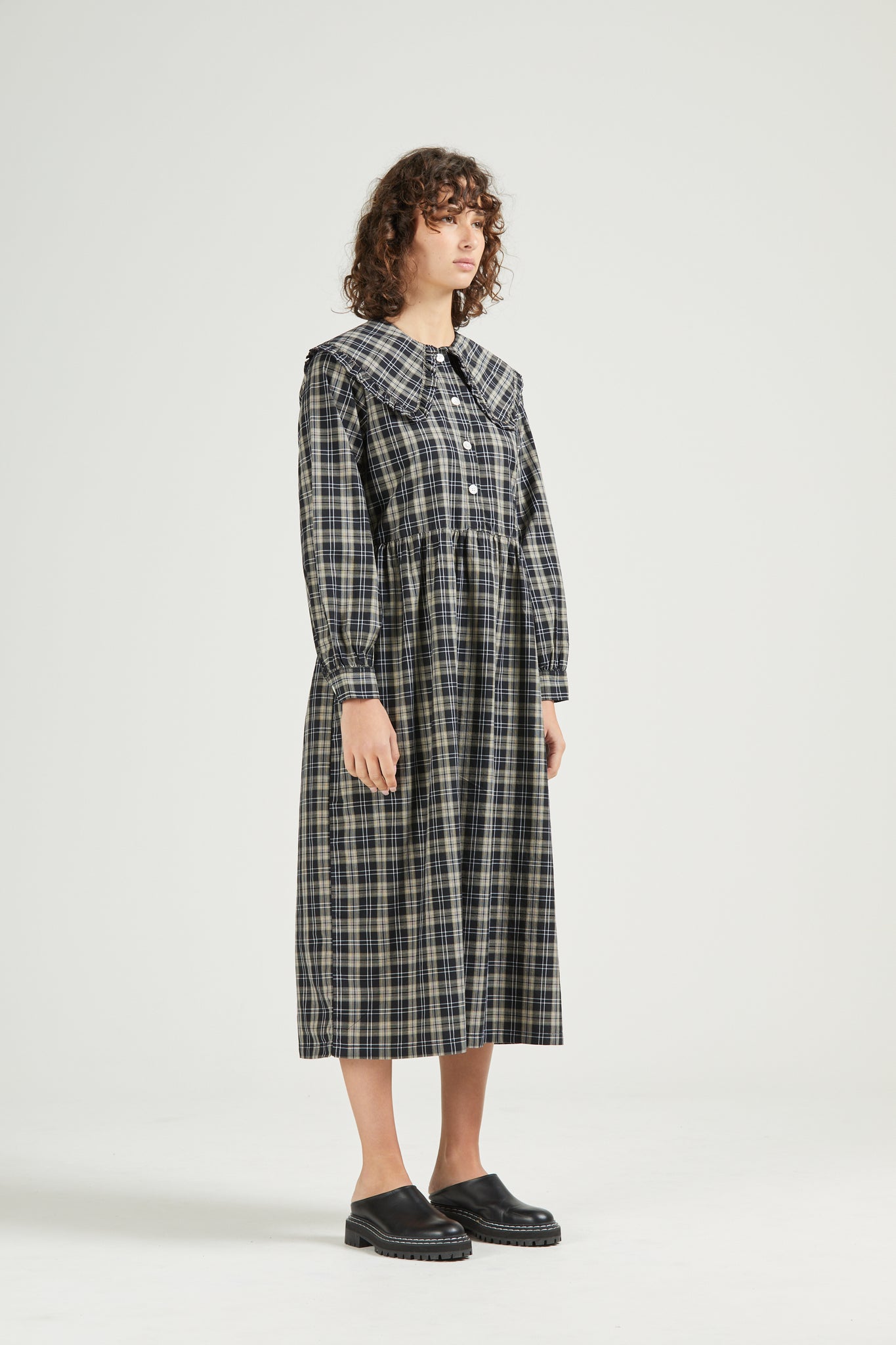 Big Frill Midi, Plaid Check, Black