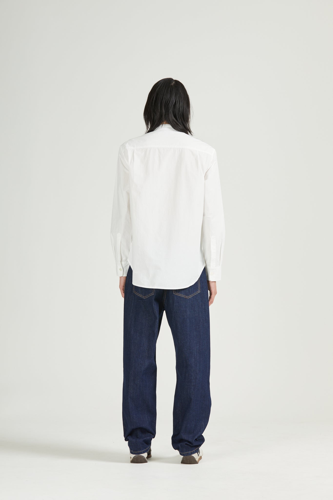 Band Collar Shirt, White