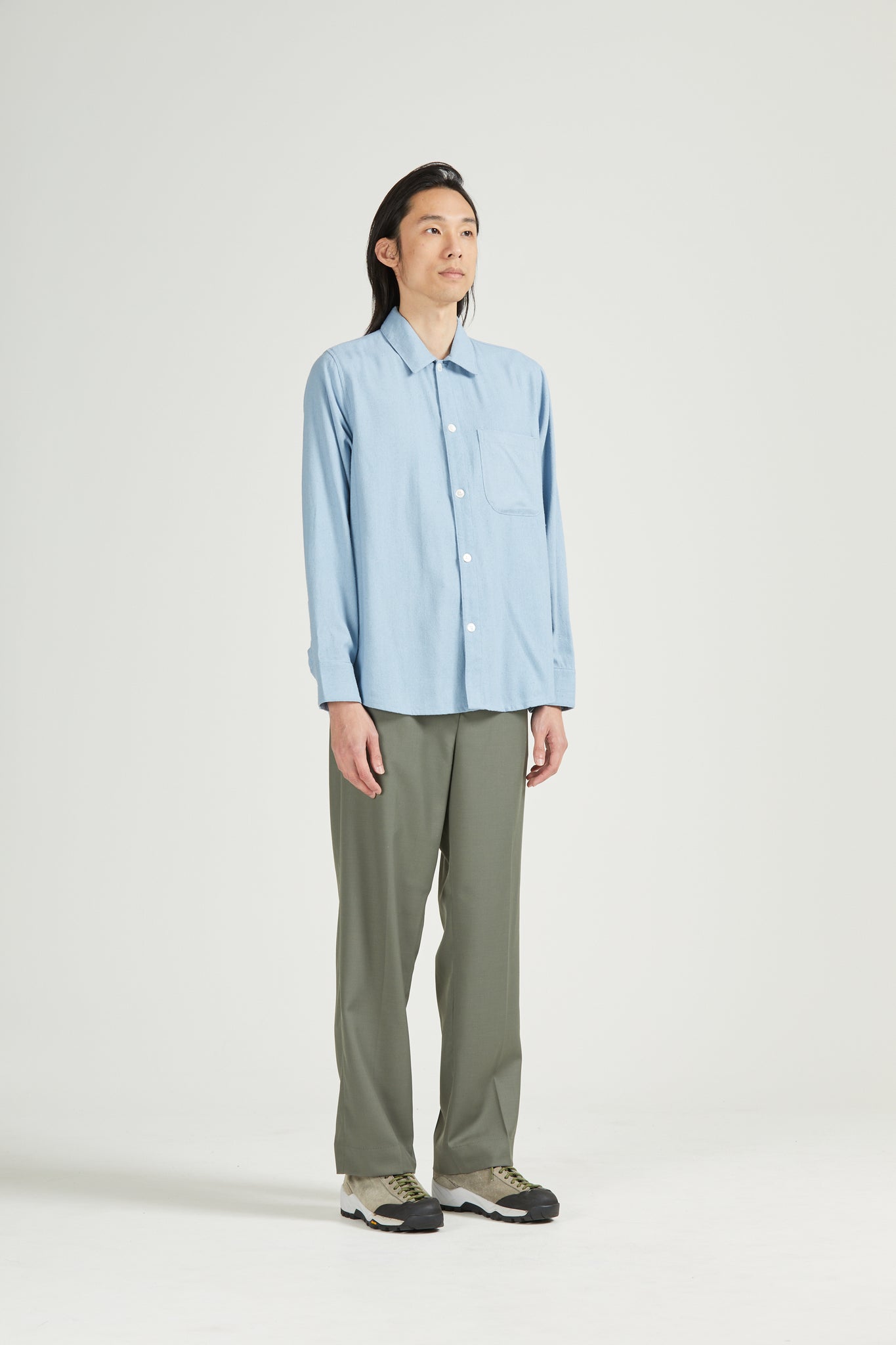 Raw Silk Curve Shirt, Sky