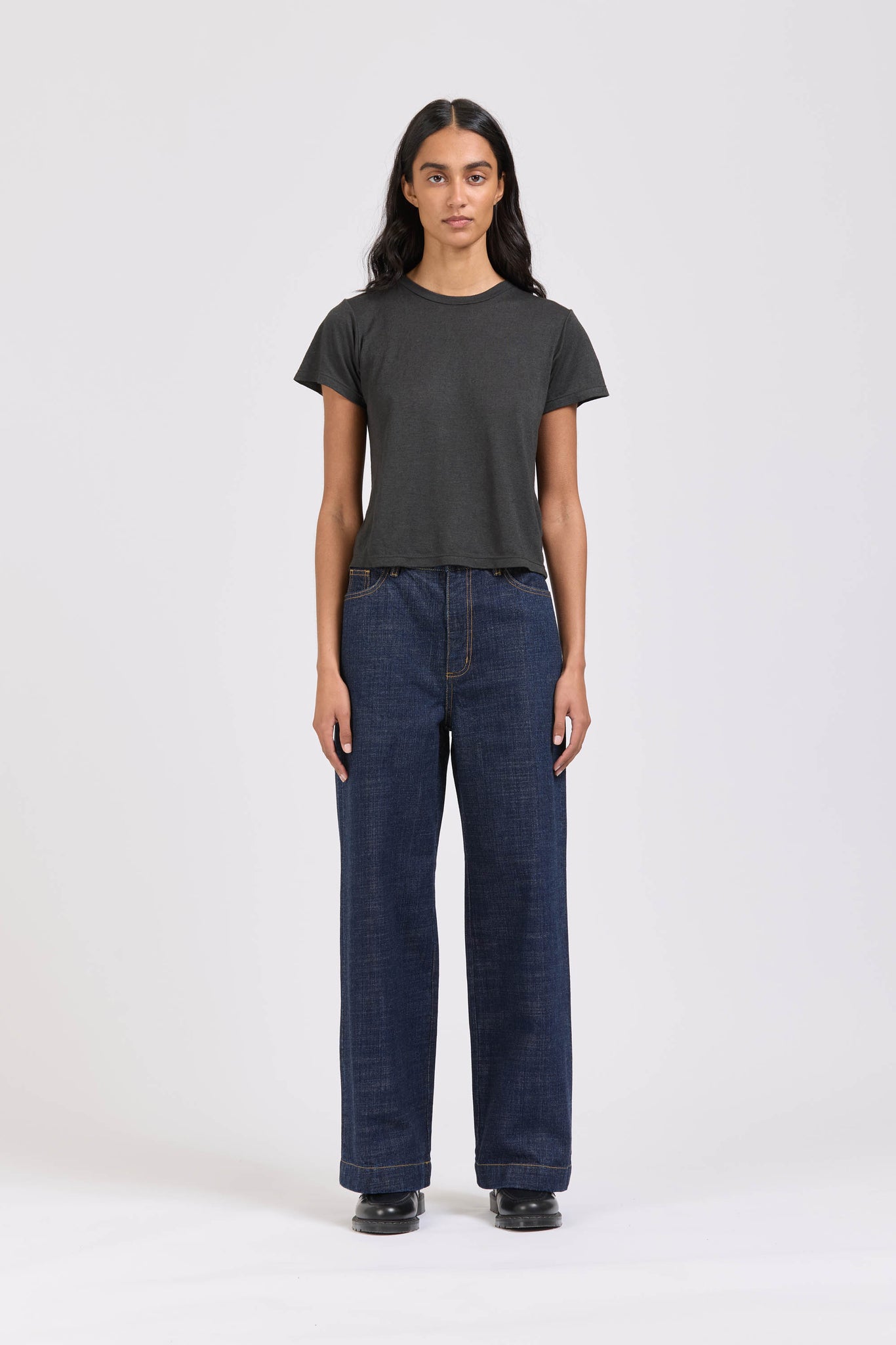 Pop Tee, Linen Jersey, Asphalt