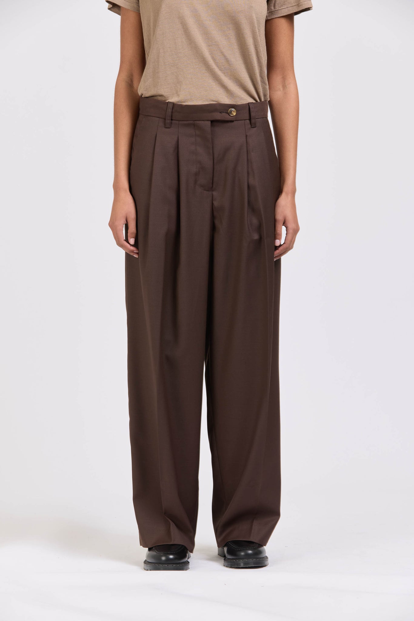 Wool Pleat Pant, Espresso