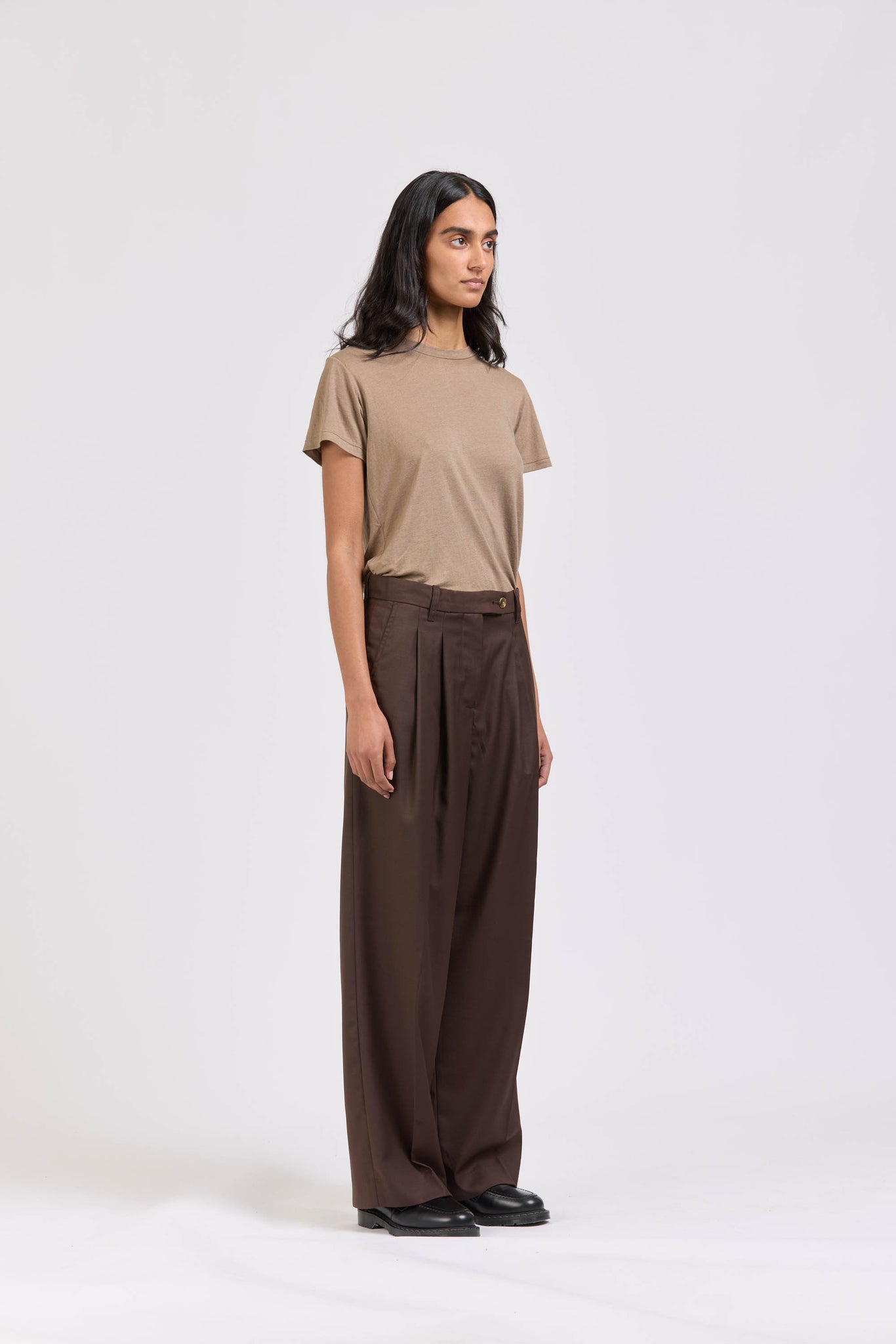 Wool Pleat Pant, Espresso