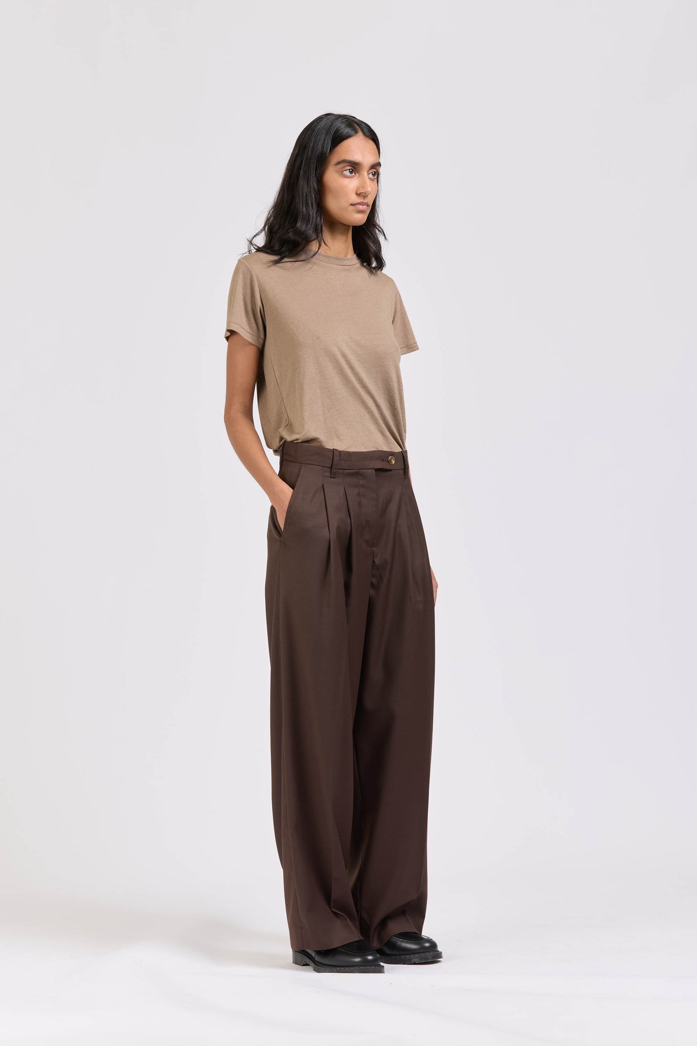 Wool Pleat Pant, Espresso