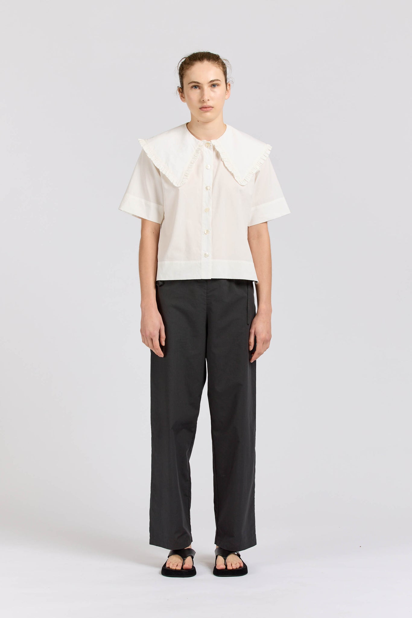 Big Frill Short Sleeve, Poplin, Off White