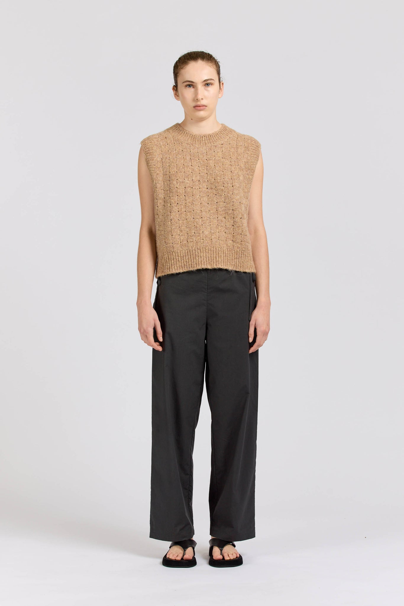 Basket Weave Vest, Toffee