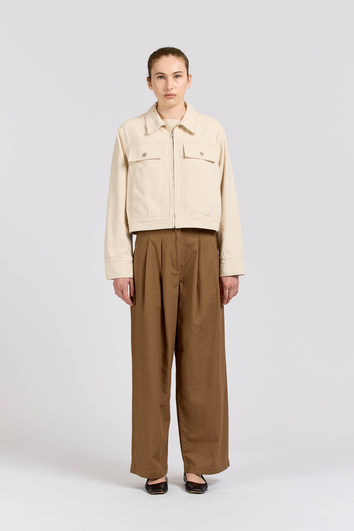 Zip Blouson, Twill, Natural