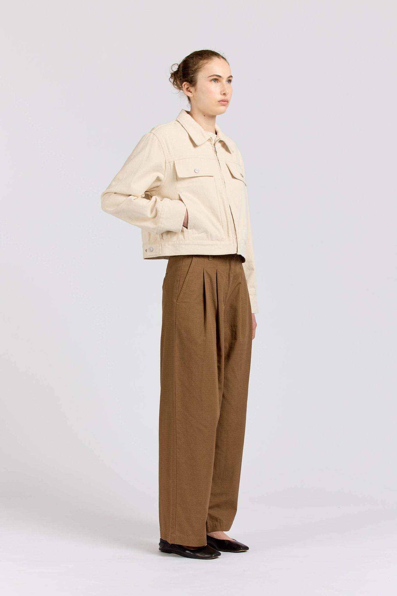 Zip Blouson, Twill, Natural