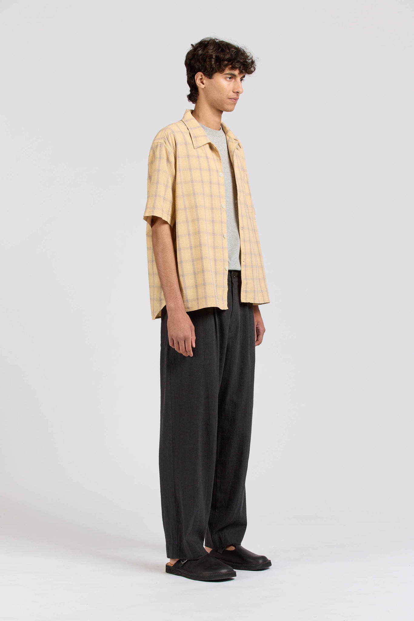 Extra Shirt Short Sleeve, Yellow Grey Check