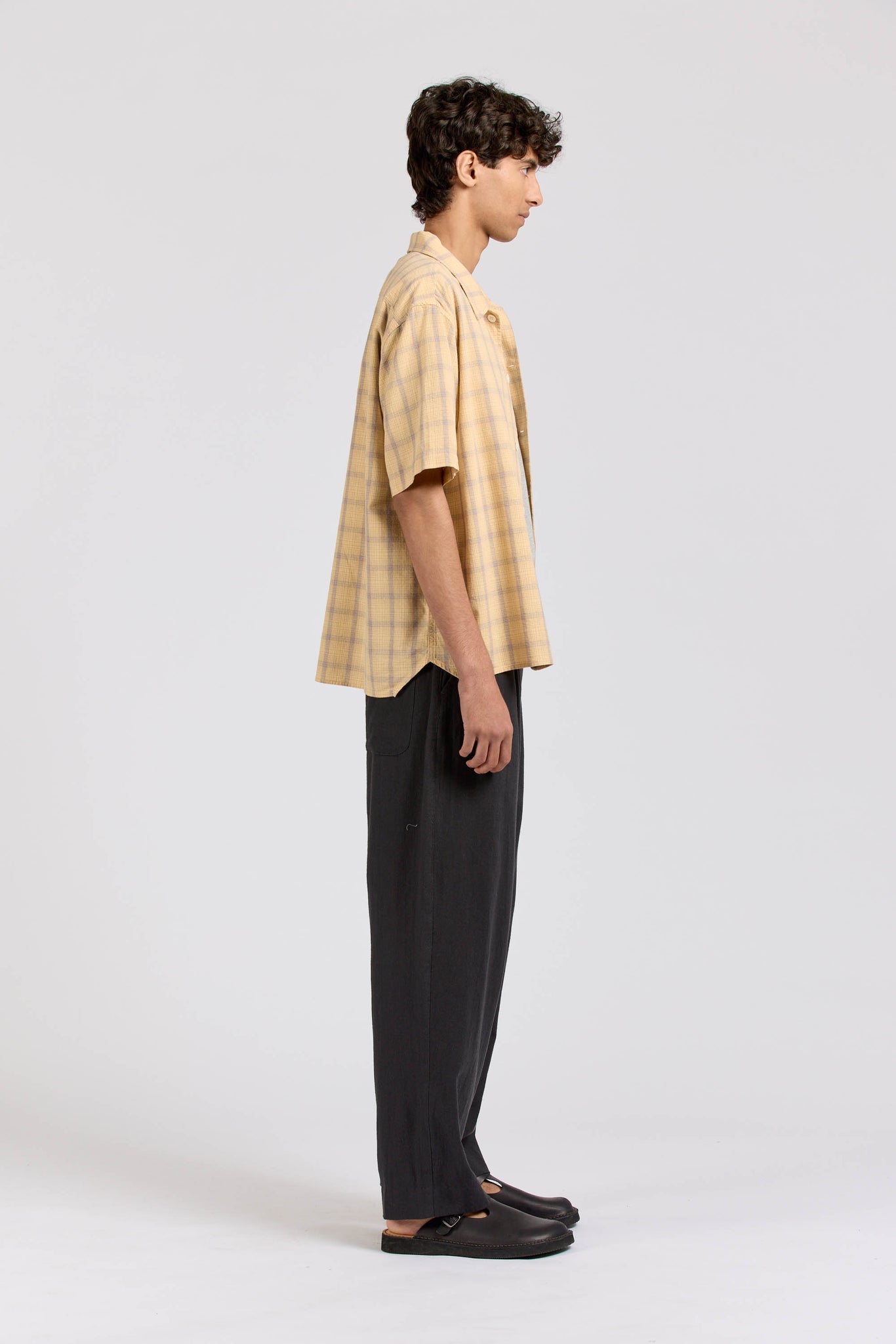 Extra Shirt Short Sleeve, Yellow Grey Check