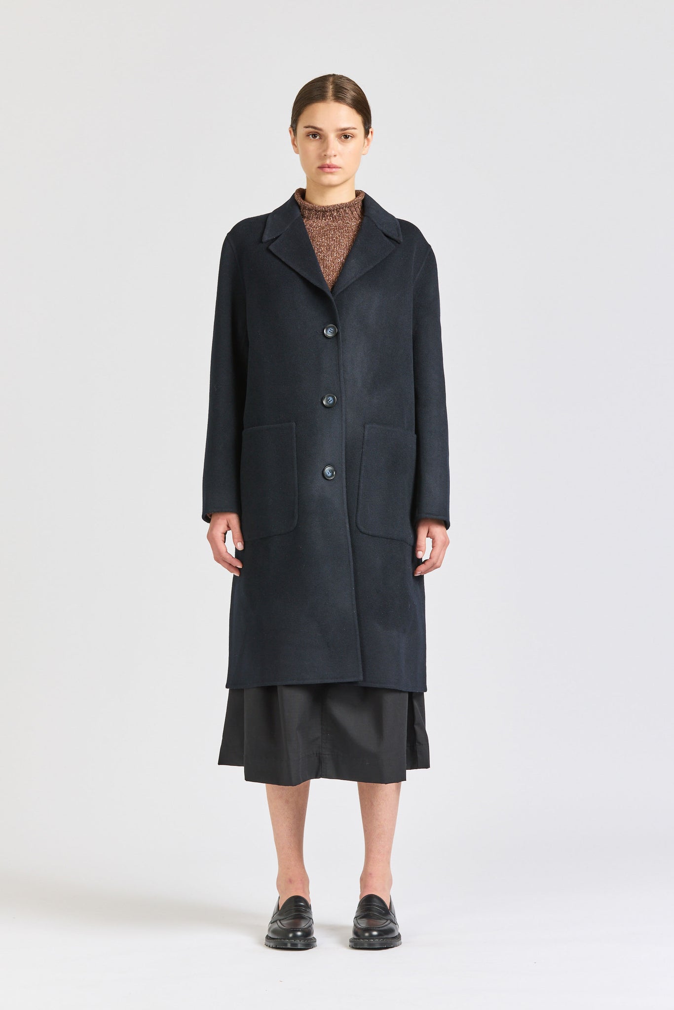 Women's Wool Overcoat, Midnight