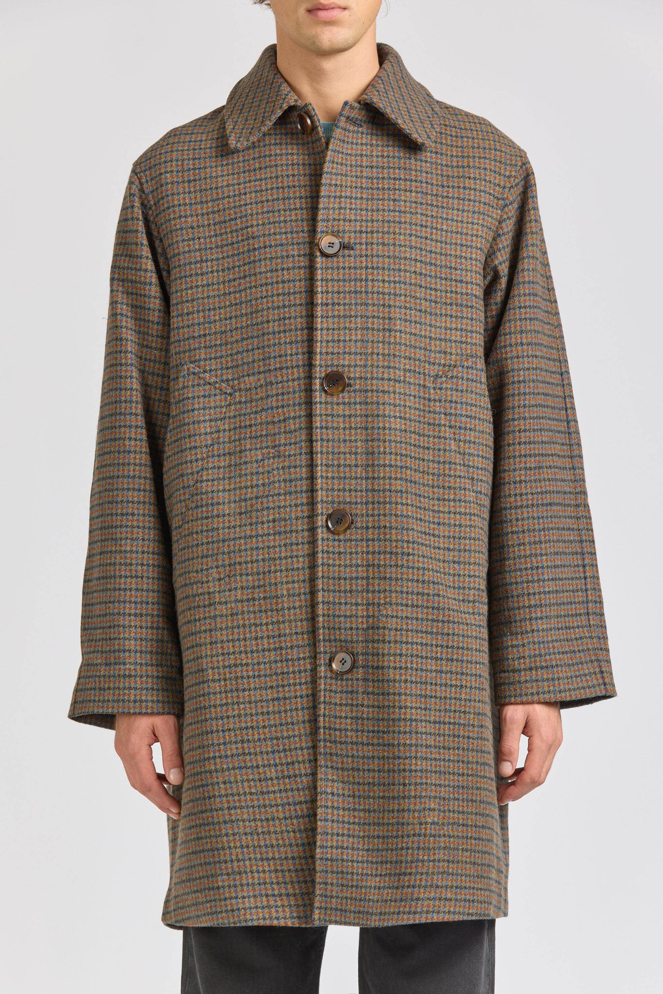 Men's Check Wool Coat