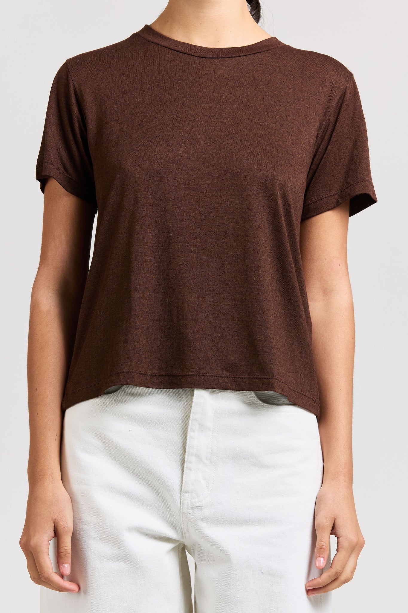 Pop Tee, Linen Jersey, Espresso