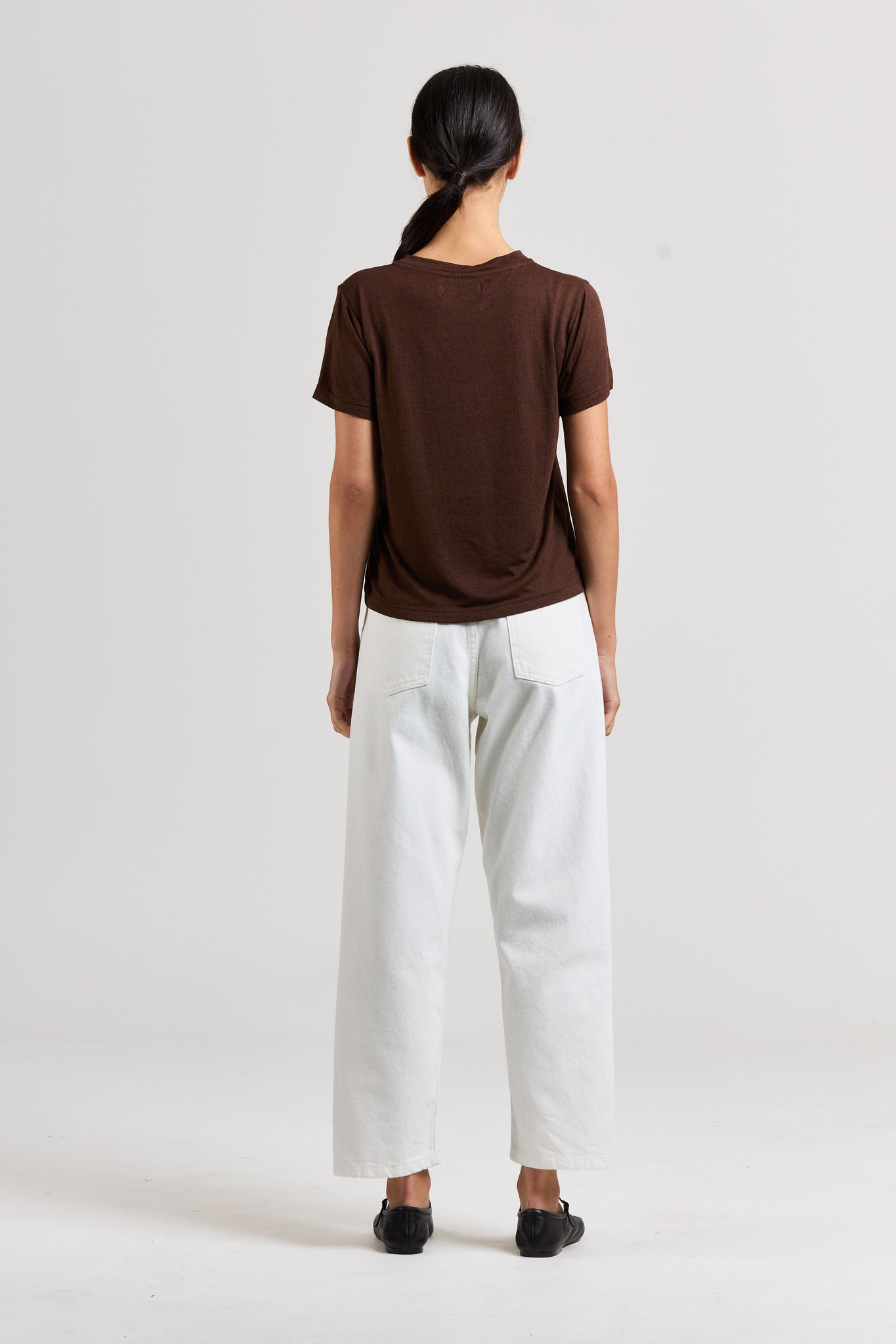 Pop Tee, Linen Jersey, Espresso