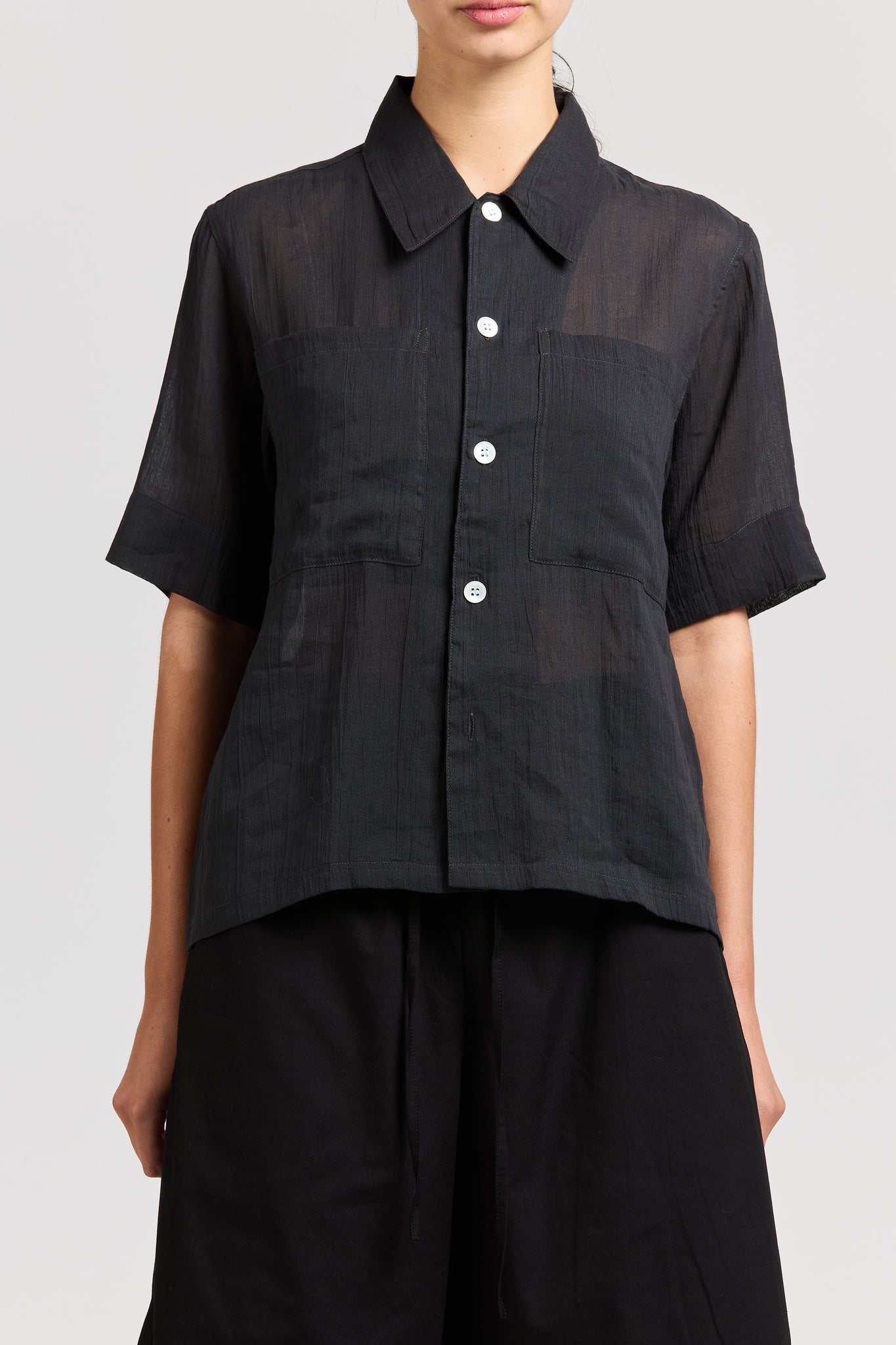 Sheer Pocket Shirt, Charcoal