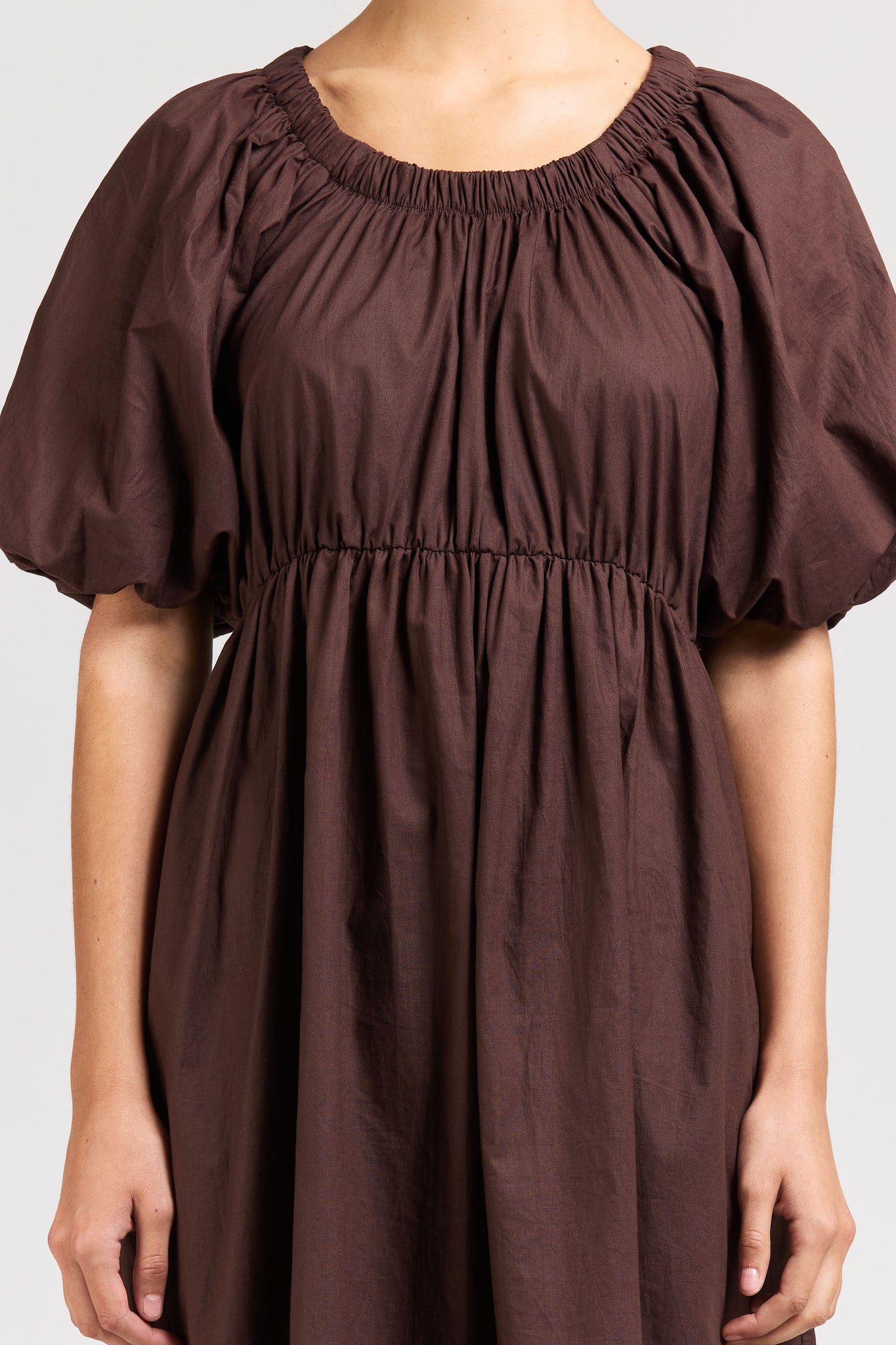 Puff Dress, Poplin, Espresso