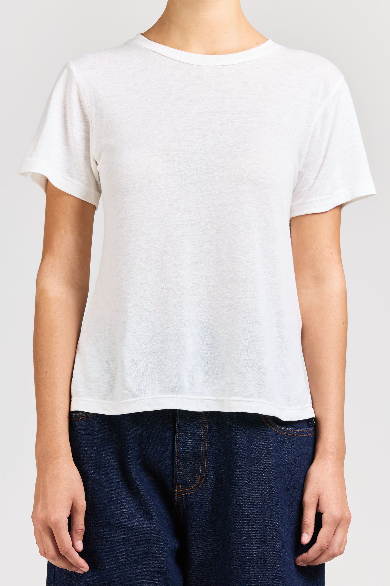 Pop Tee, Linen Jersey, White