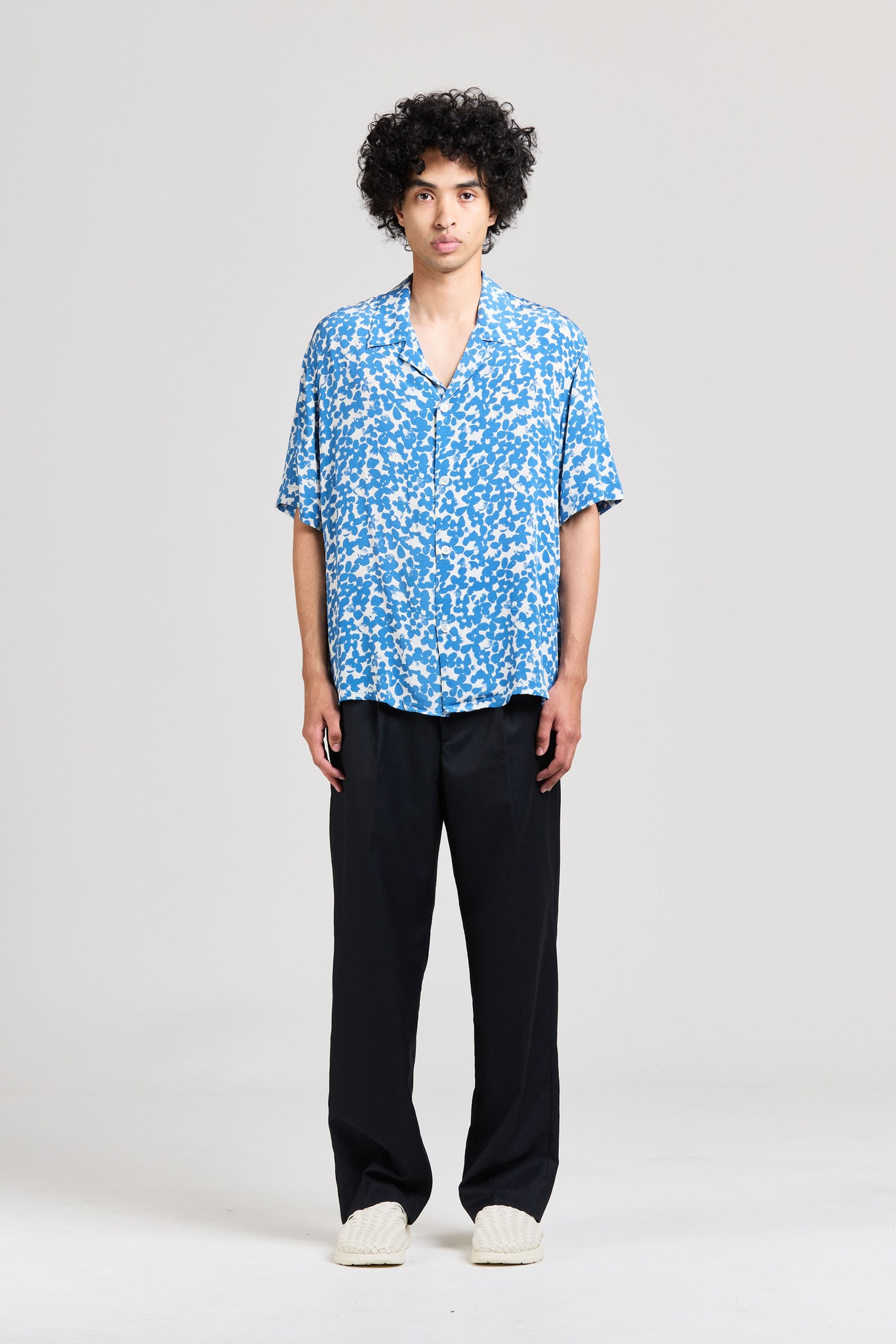 Silk Mid West Short Sleeve, Flower Print, Blue