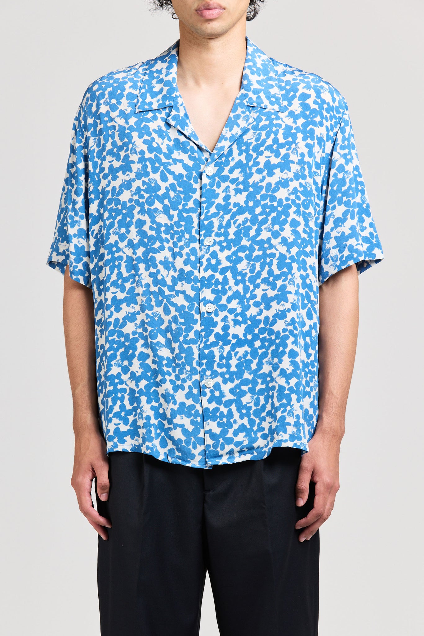 Silk Mid West Short Sleeve, Flower Print, Blue