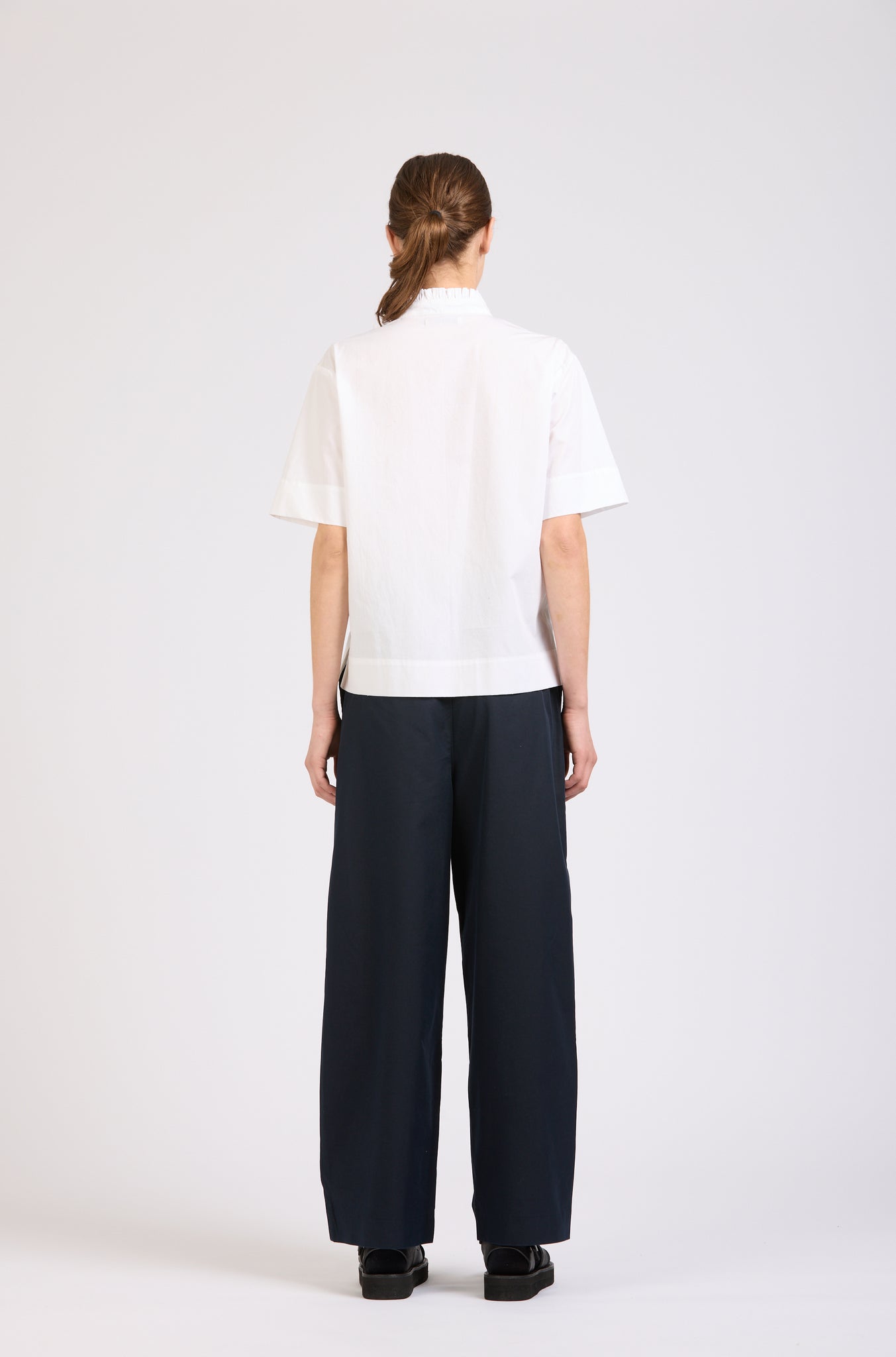Poplin Frill Shirt, White