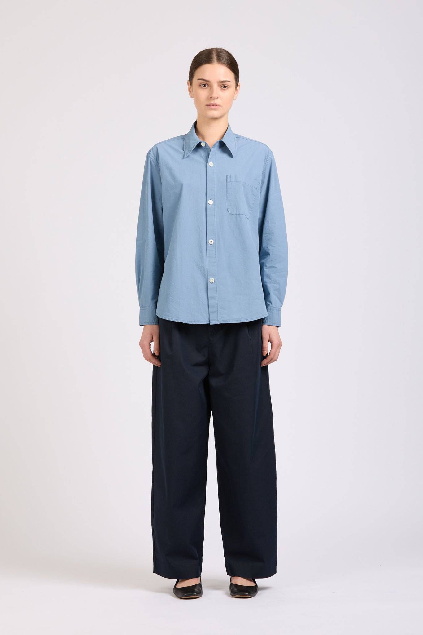 Women's Box Super Shirt, Poplin, Dusty Blue