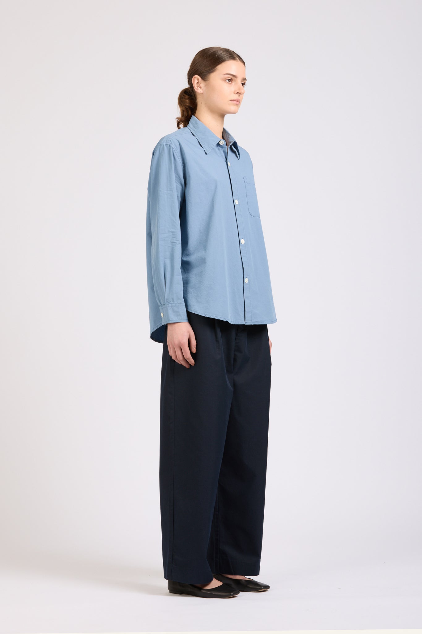 Women's Box Super Shirt, Poplin, Dusty Blue